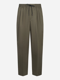 Pantalone loose fit in popeline di cotone verde