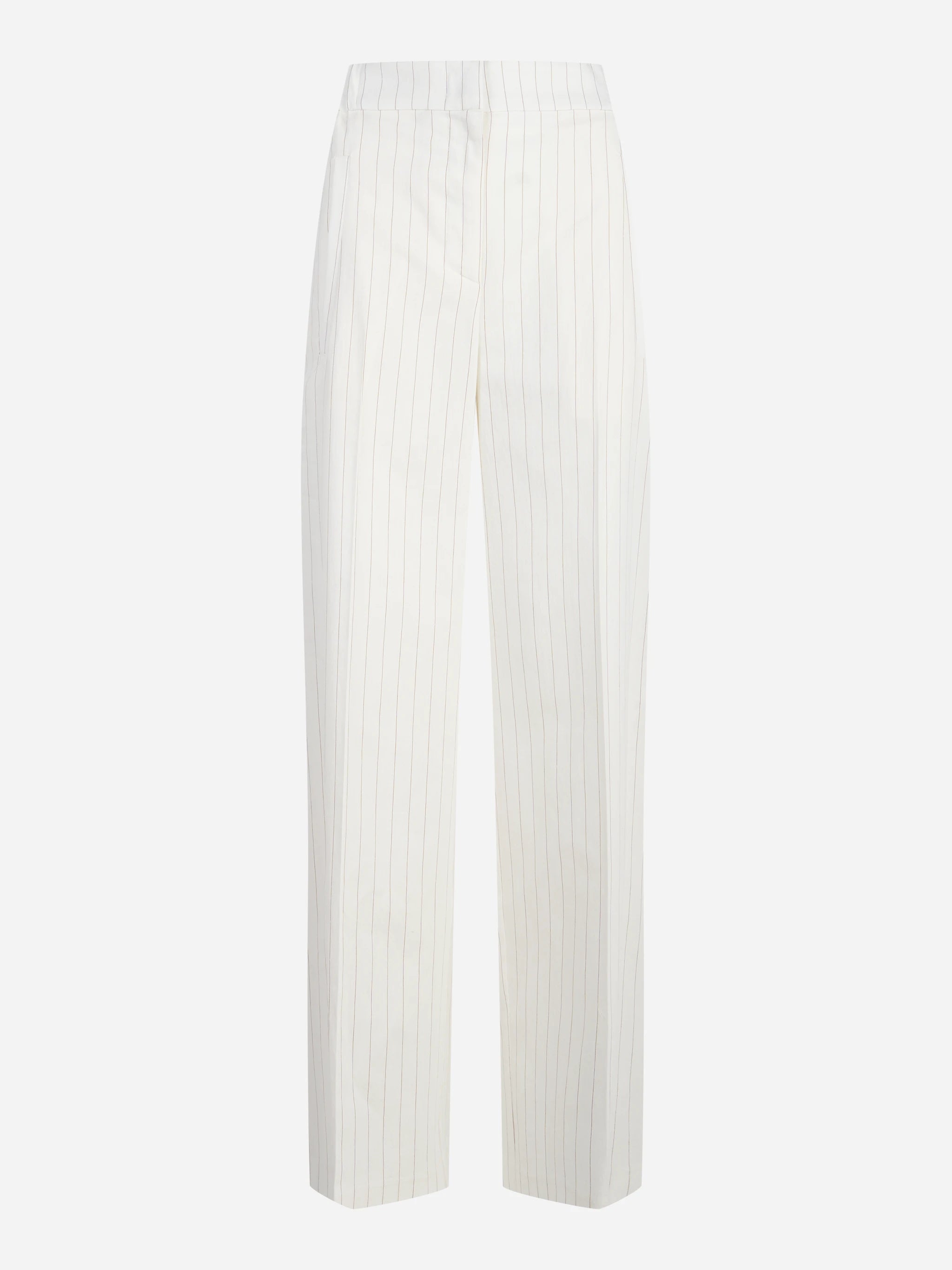 Pantalone in cotone bianco con motivo Gessato