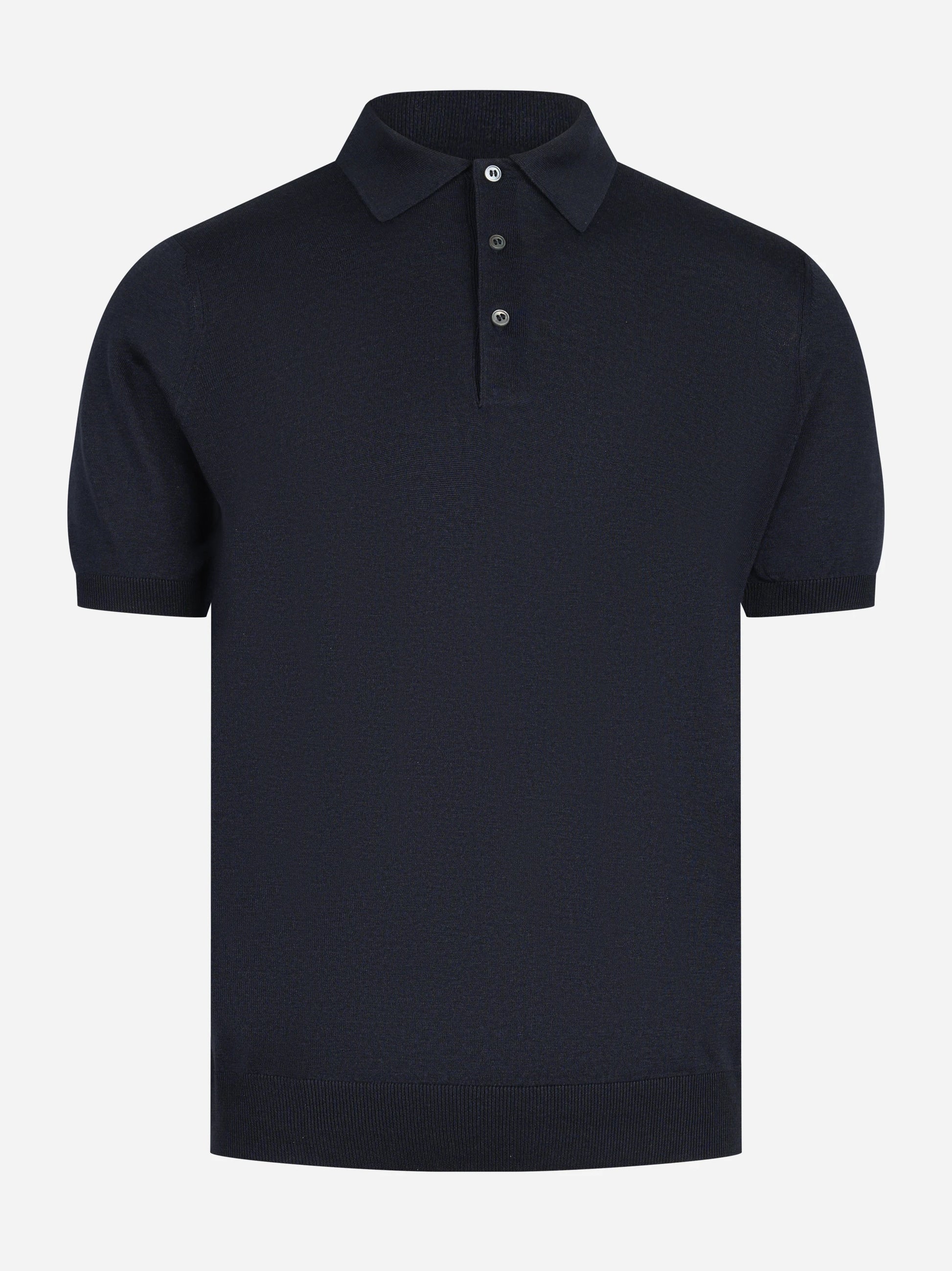 Polo manica corta in seta blu