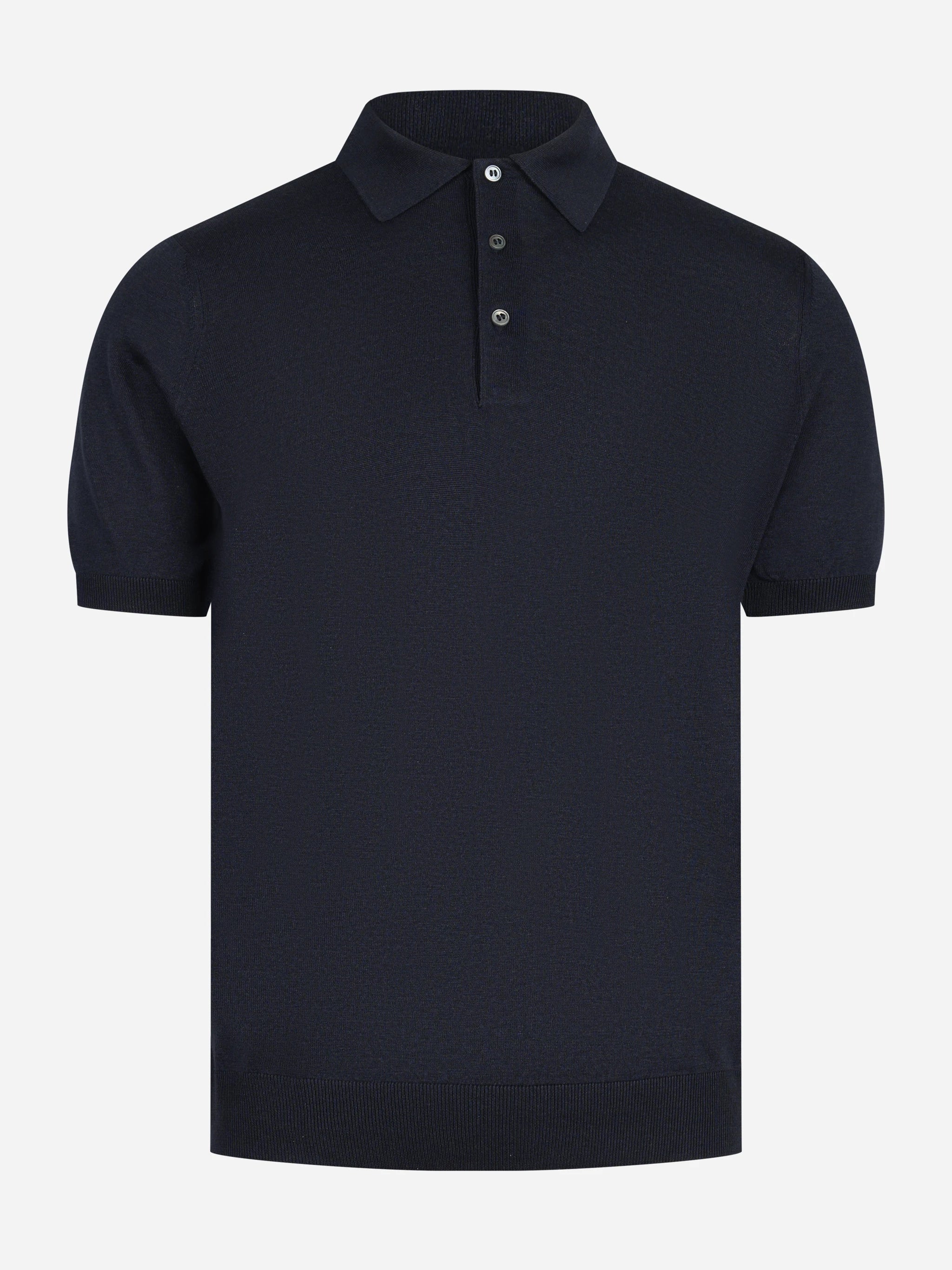 Polo manica corta in seta blu