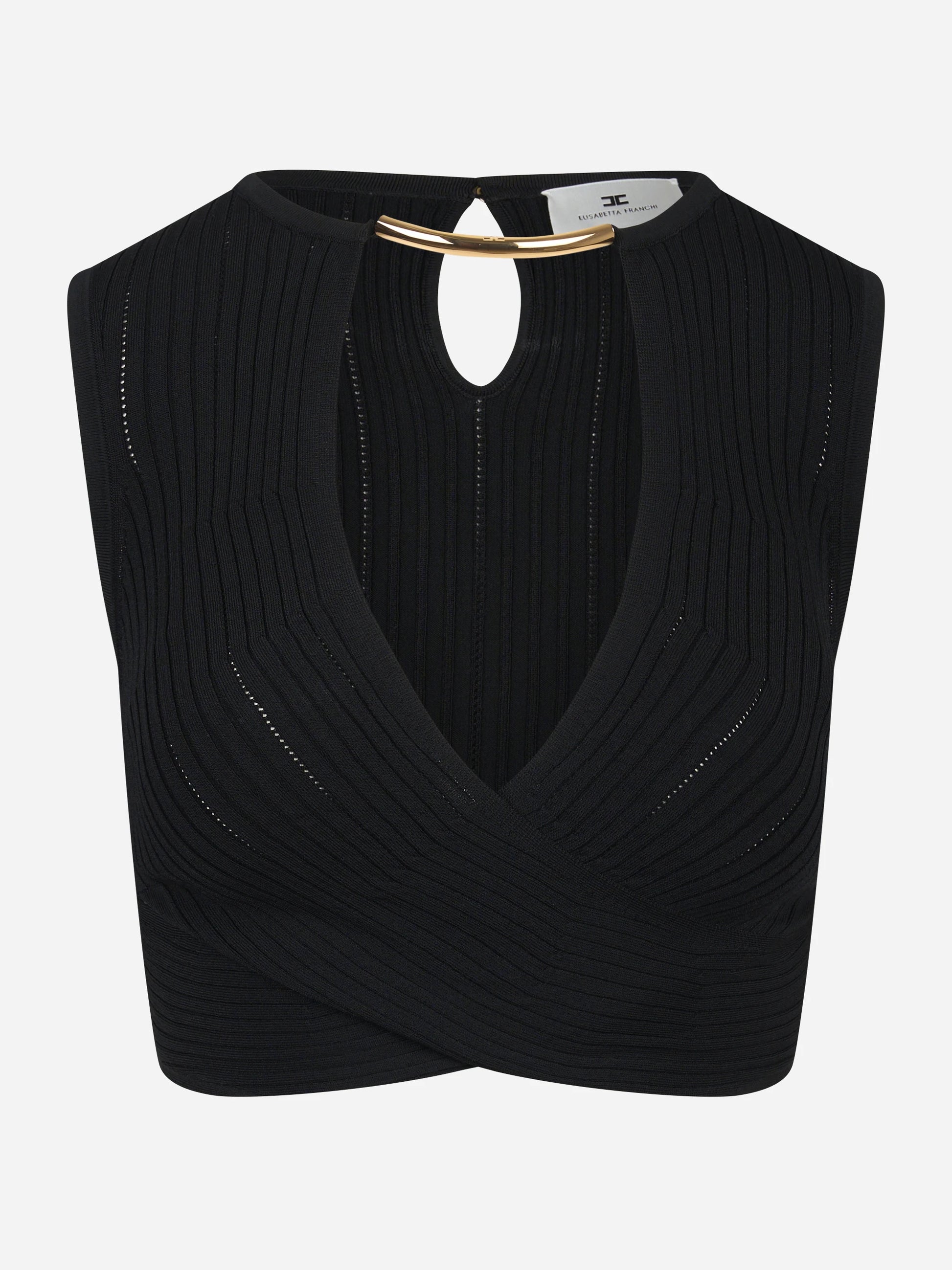 Top in maglia con dettaglio gioiello