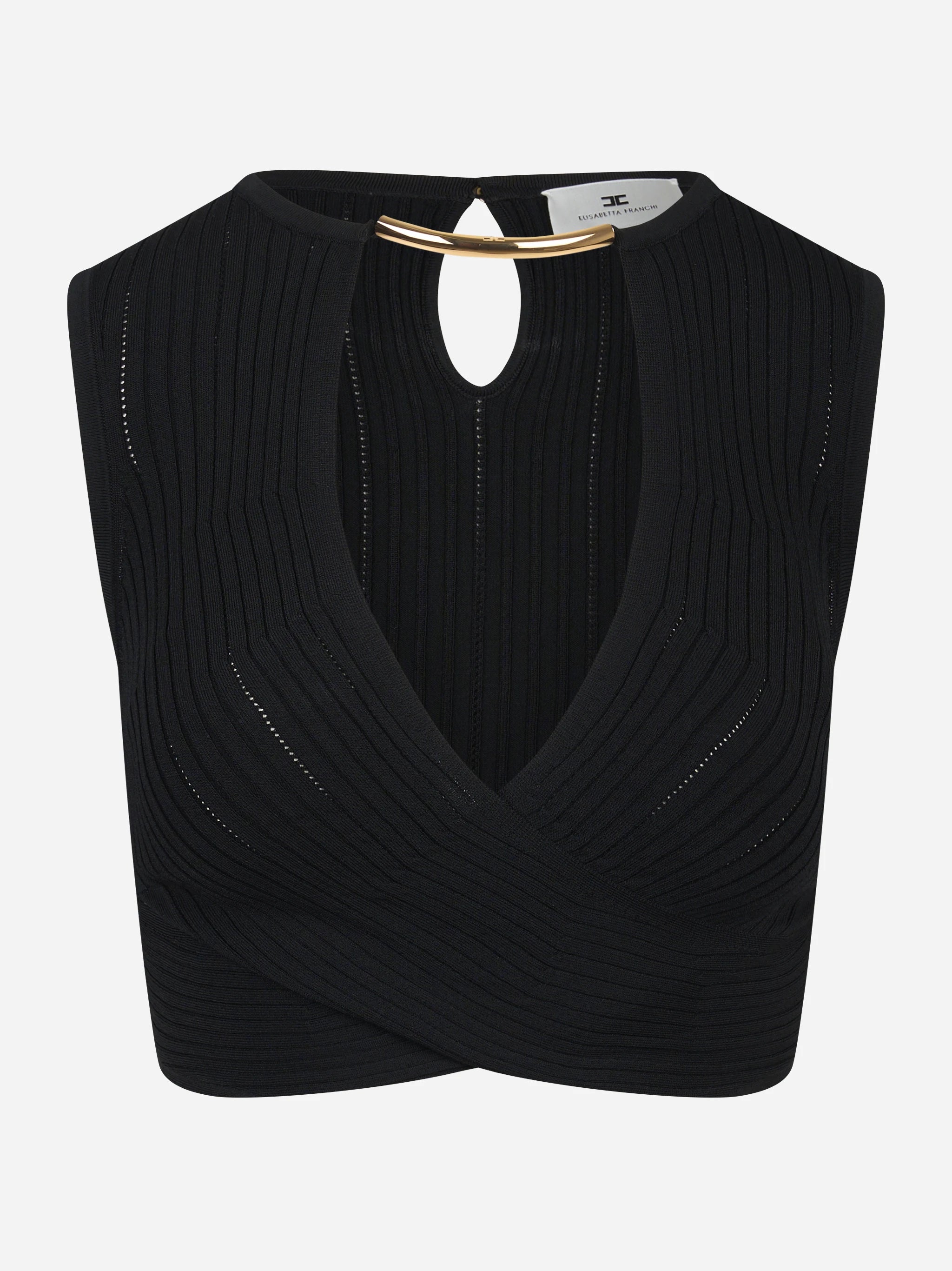 Top in maglia con dettaglio gioiello