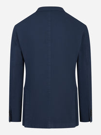 Blazer monopetto blu in cotone elasticizzato