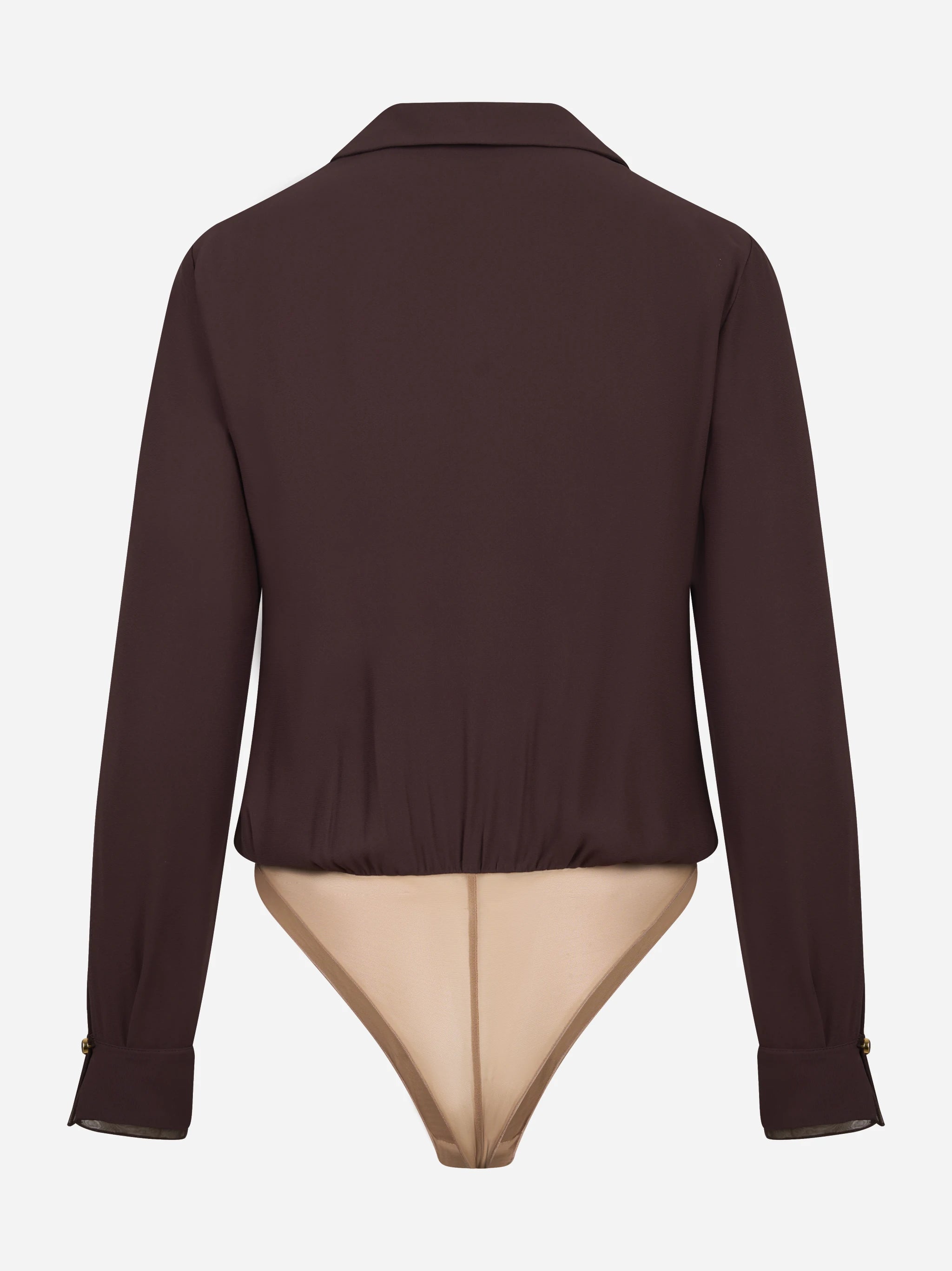 Body in georgette di viscosa marrone