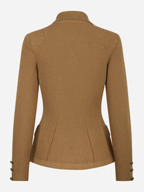 Giacca in maglia beige con bottoni gioiello