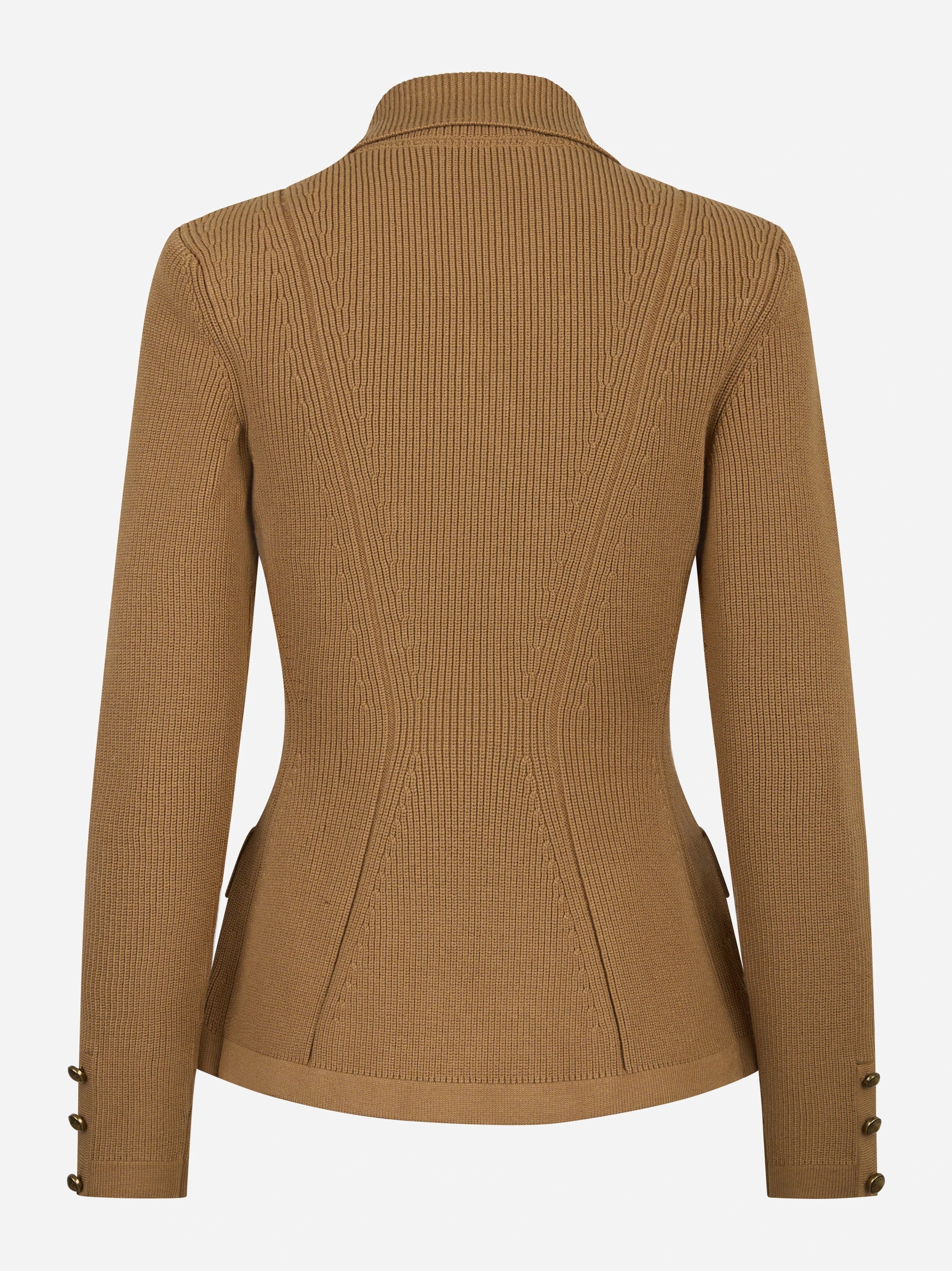 Giacca in maglia beige con bottoni gioiello