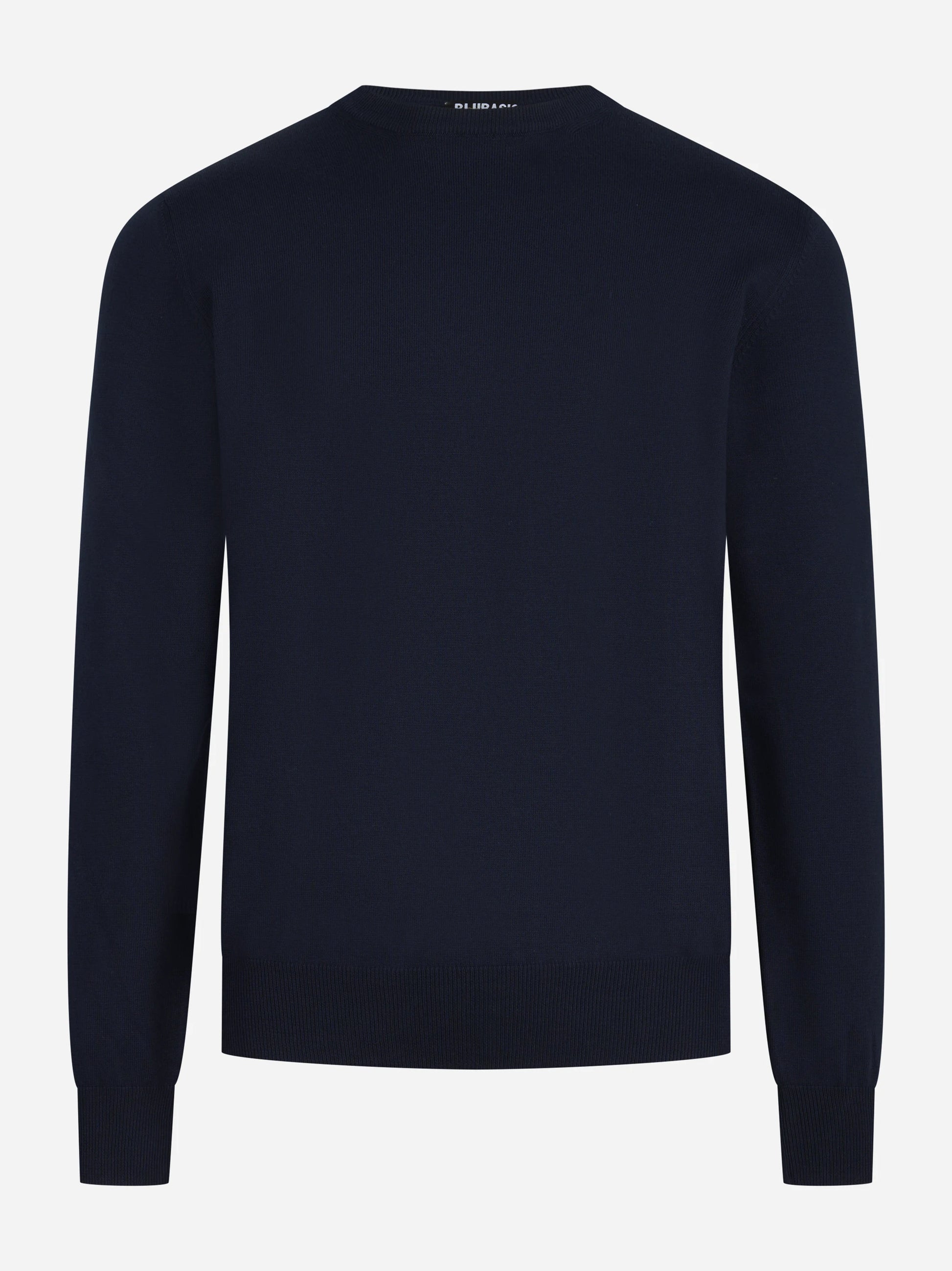Maglia girocollo in cotone blu