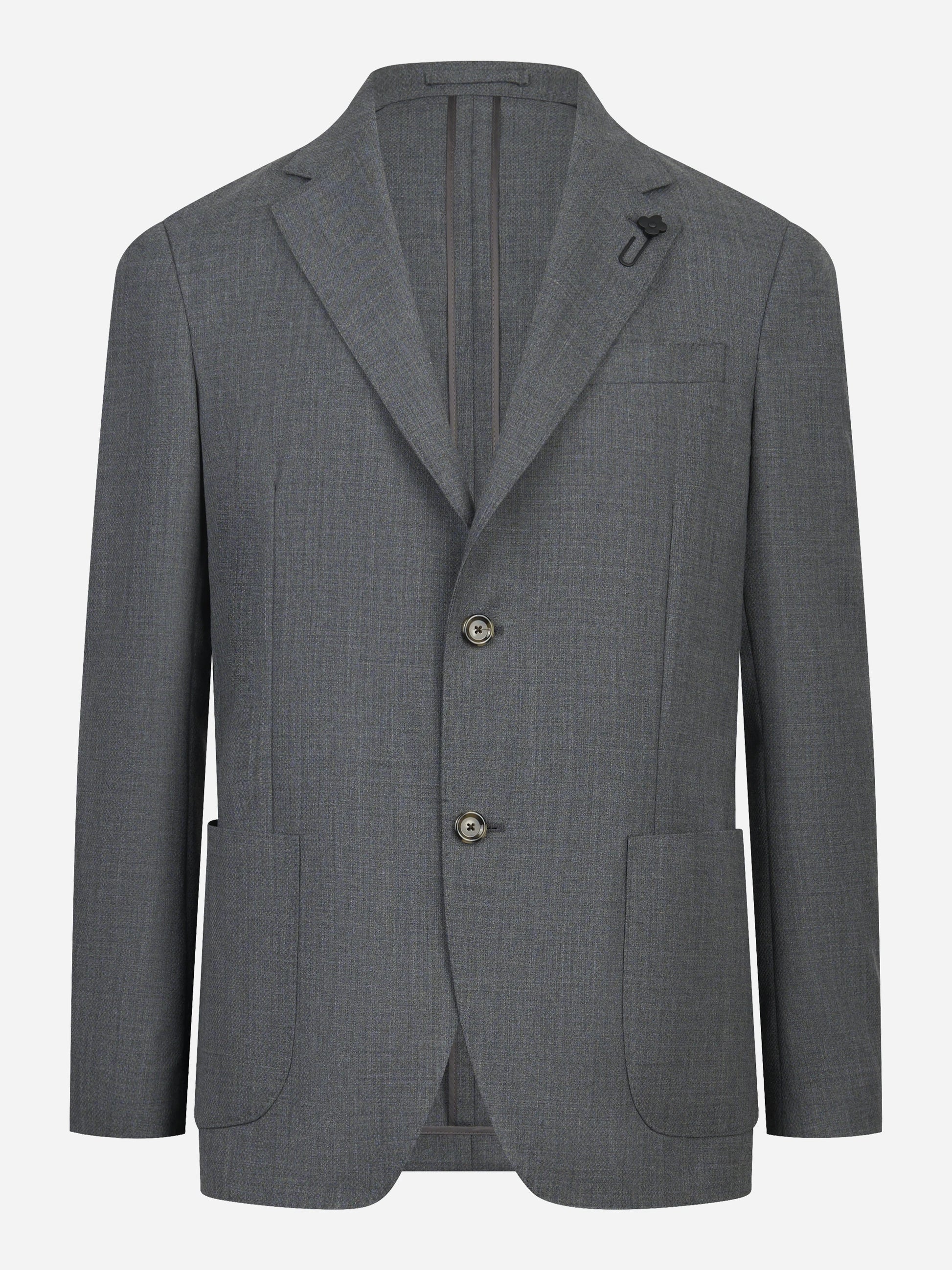 Blazer grigio con tasche a toppa in misto lana