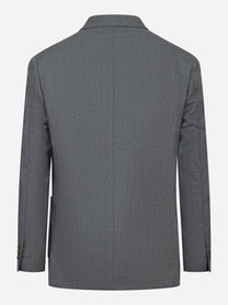 Blazer grigio con tasche a toppa in misto lana