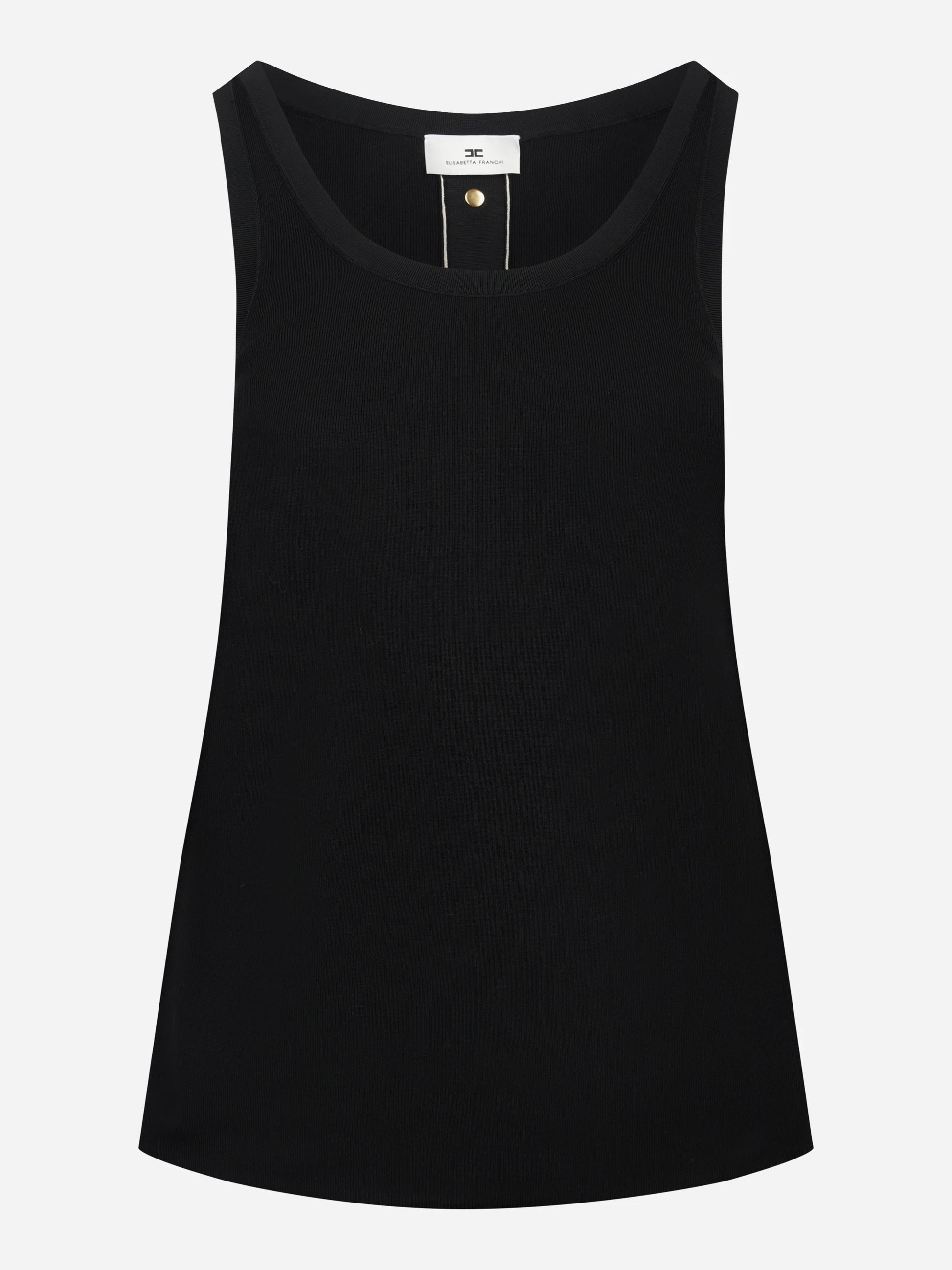Top in maglia nero con bande in viscosa lucida