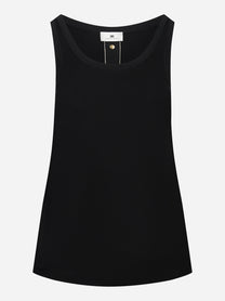 Top in maglia nero con bande in viscosa lucida