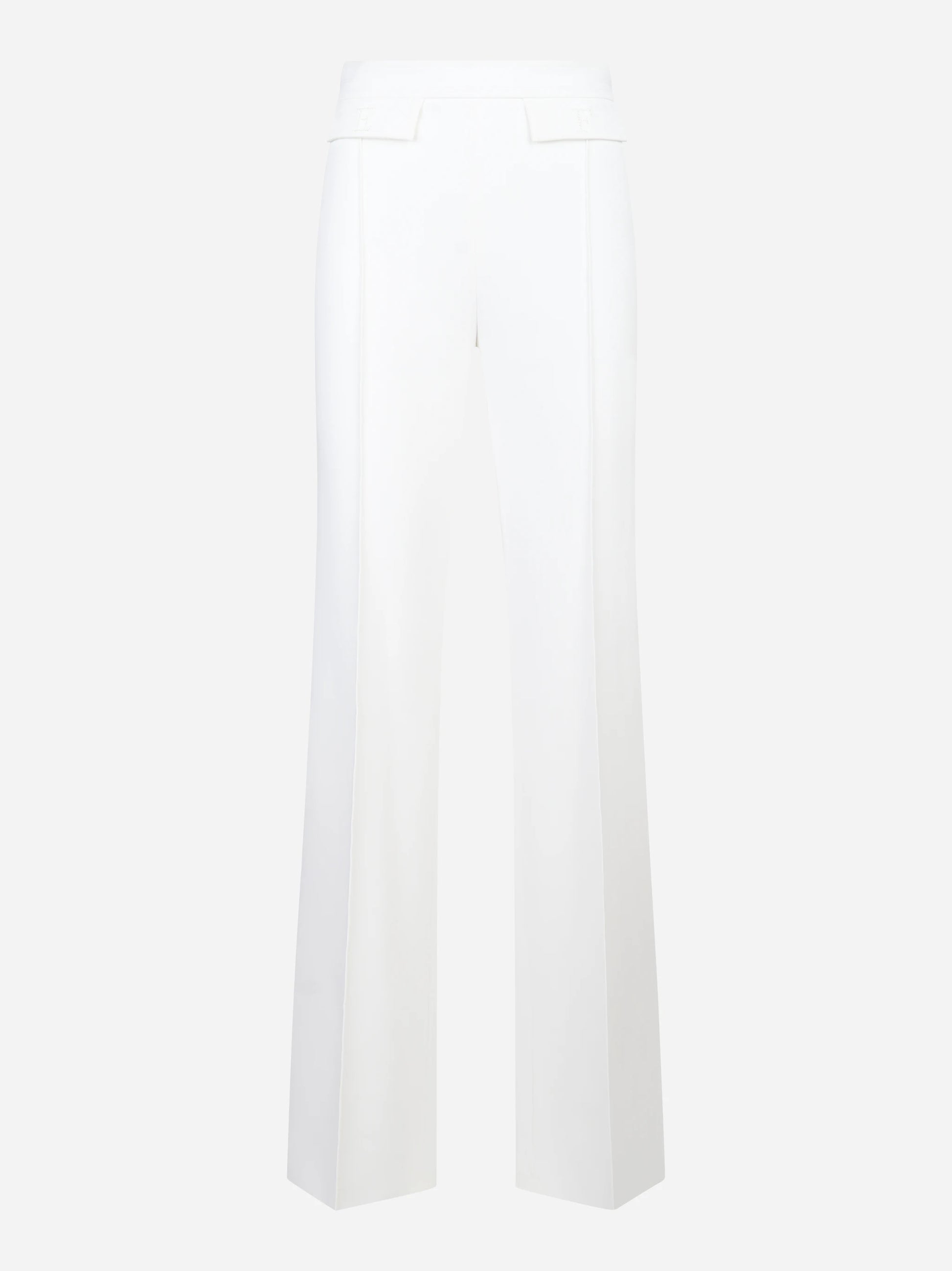 Pantaloni in doppio crepe stretch bianco con logo ricamato