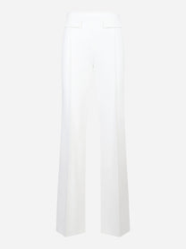 Pantaloni in doppio crepe stretch bianco con logo ricamato