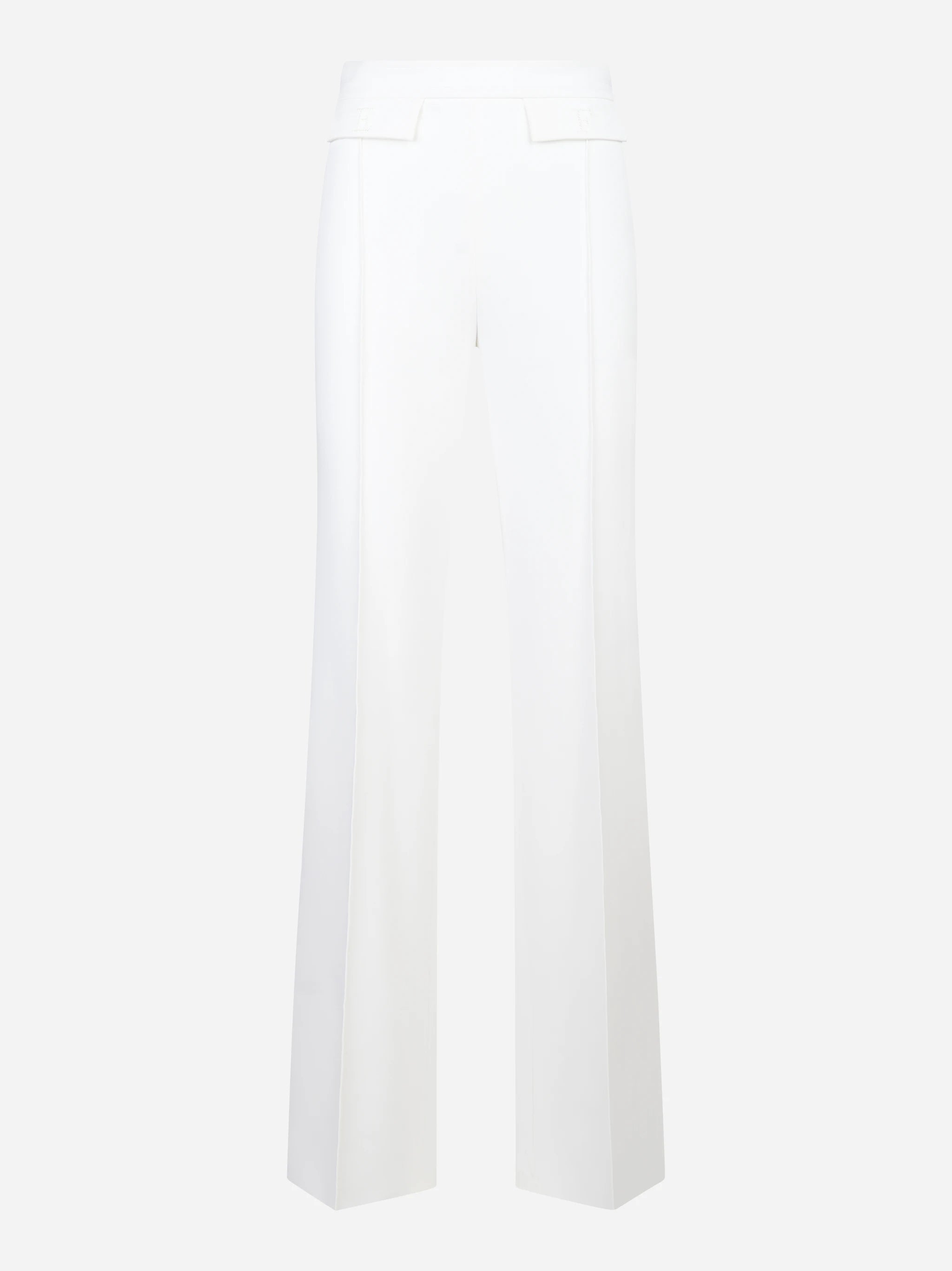Pantaloni in doppio crepe stretch bianco con logo ricamato