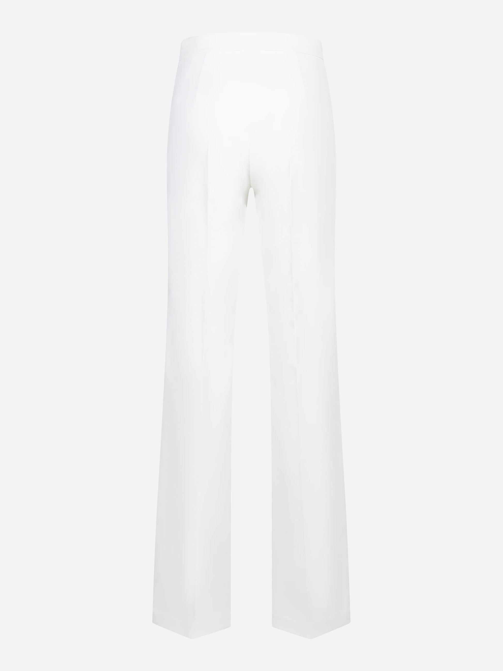 Pantaloni in doppio crepe stretch bianco con logo ricamato