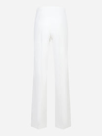 Pantaloni in doppio crepe stretch bianco con logo ricamato
