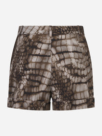 Shorts in jersey leggero con stampa alligatore