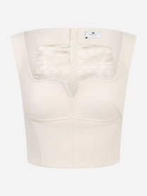 Top in doppio crepe stretch bianco