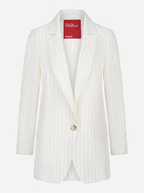 Blazer monopetto in misto cotone con motivo gessato