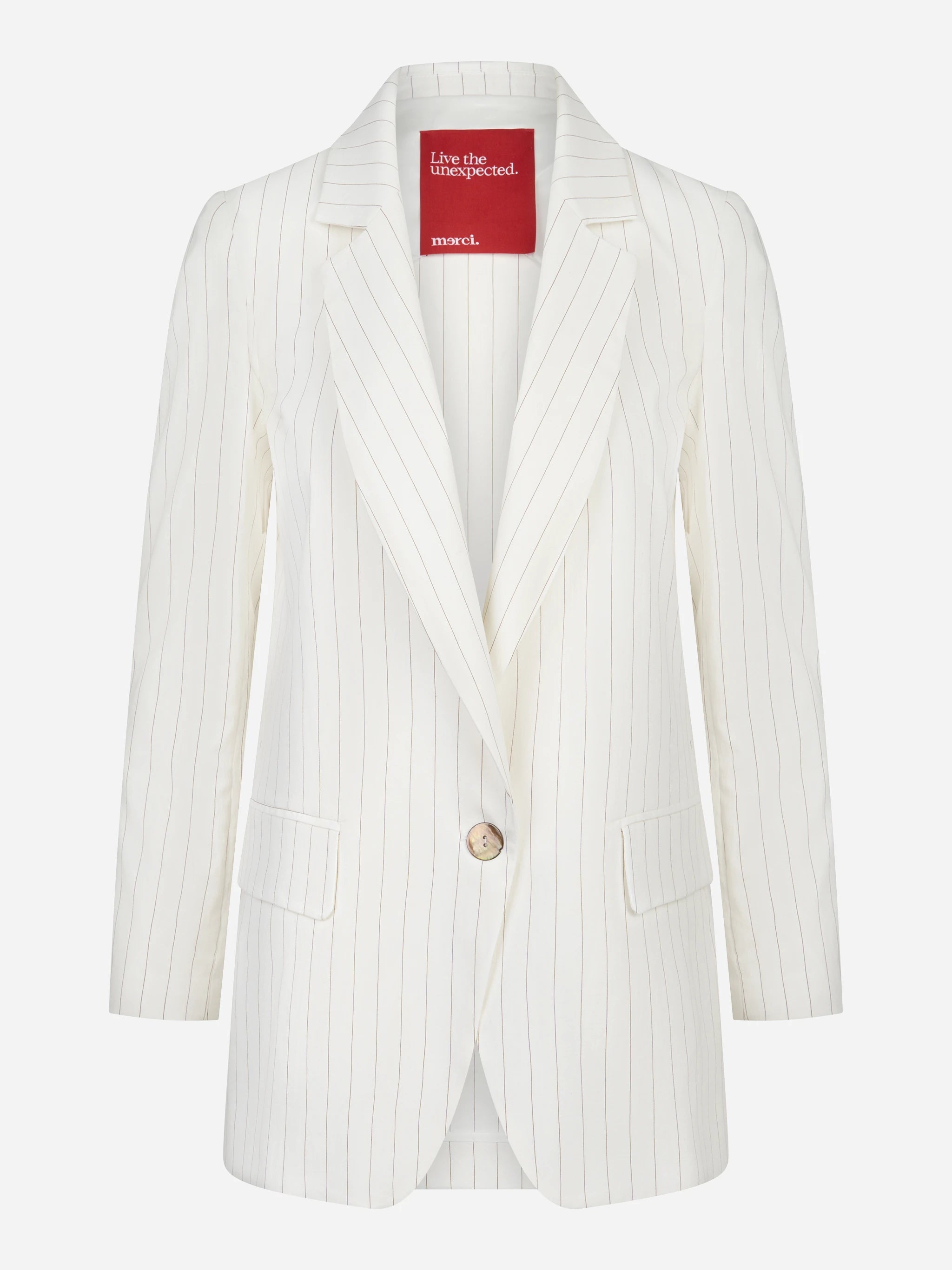 Blazer monopetto in misto cotone con motivo gessato