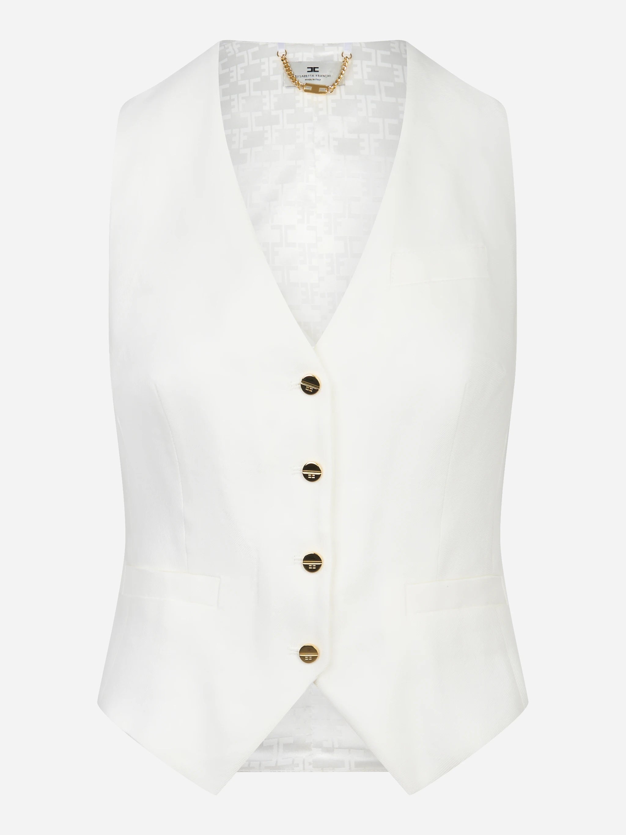 Gilet in misto lino e crêpe bianco