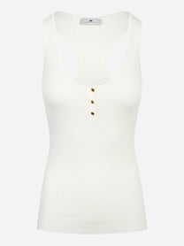 Top in maglia bianco a micro trecce