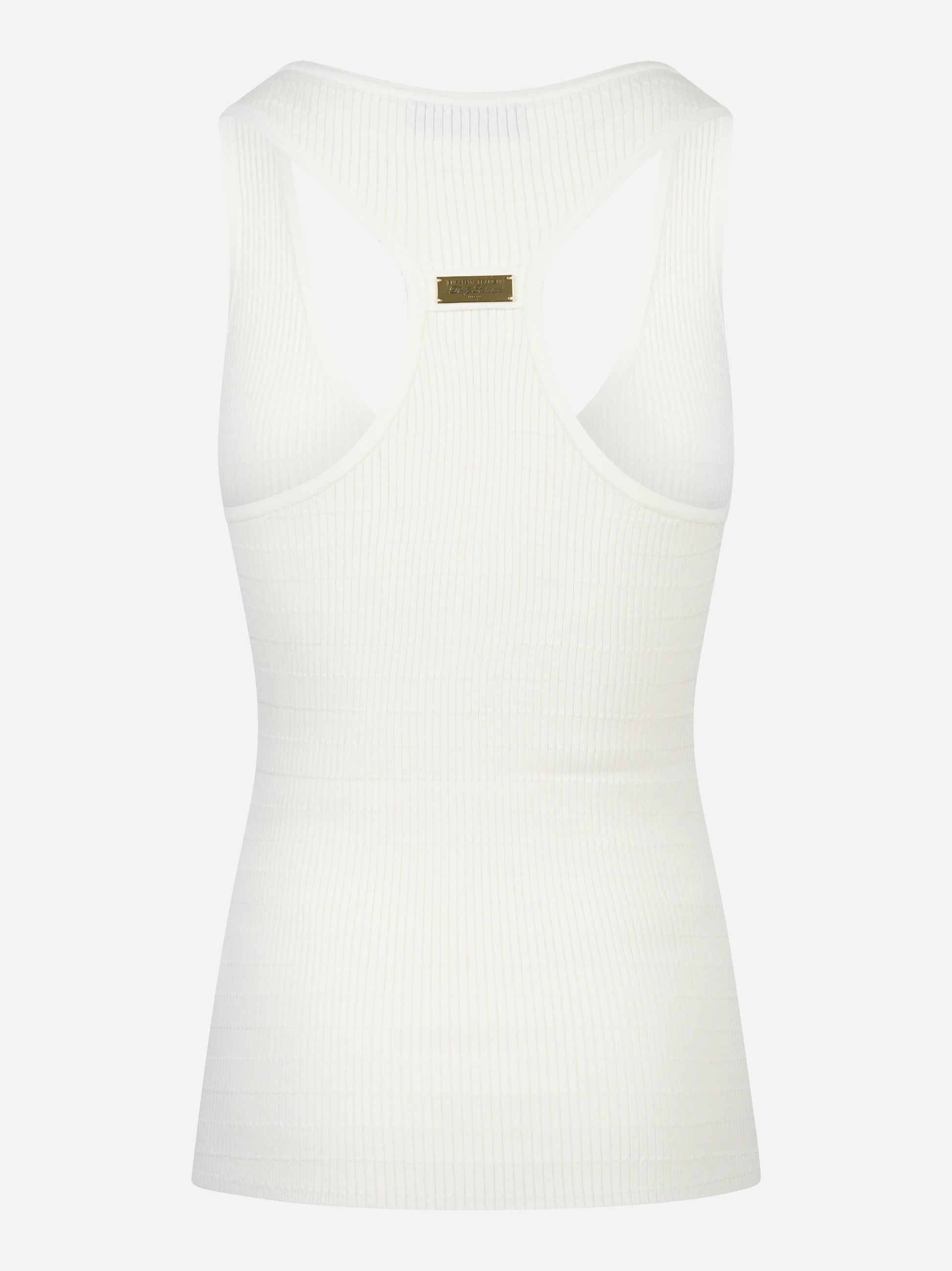 Top in maglia bianco a micro trecce