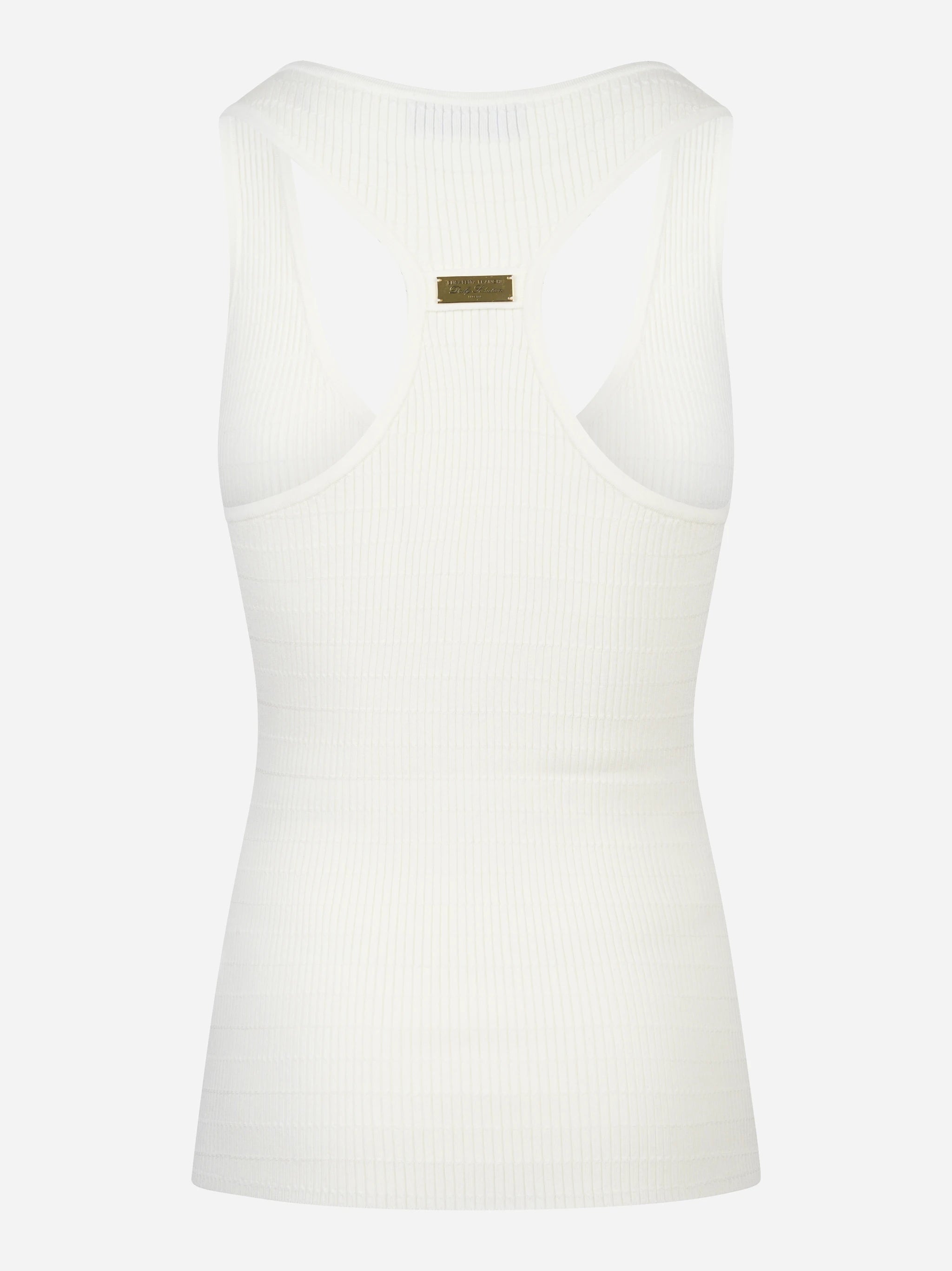 Top in maglia bianco a micro trecce