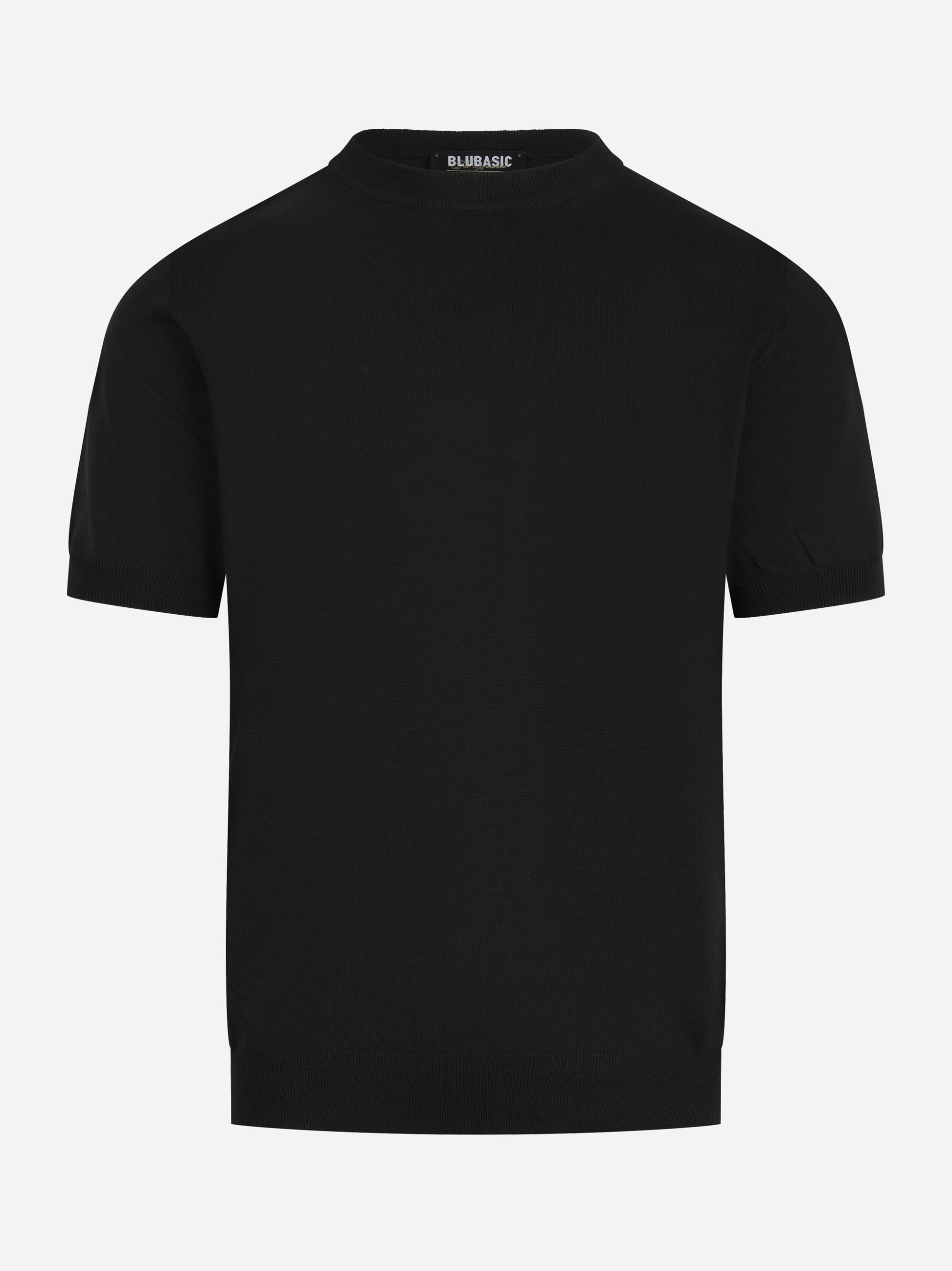 Maglia girocollo manica corta in cotone nero