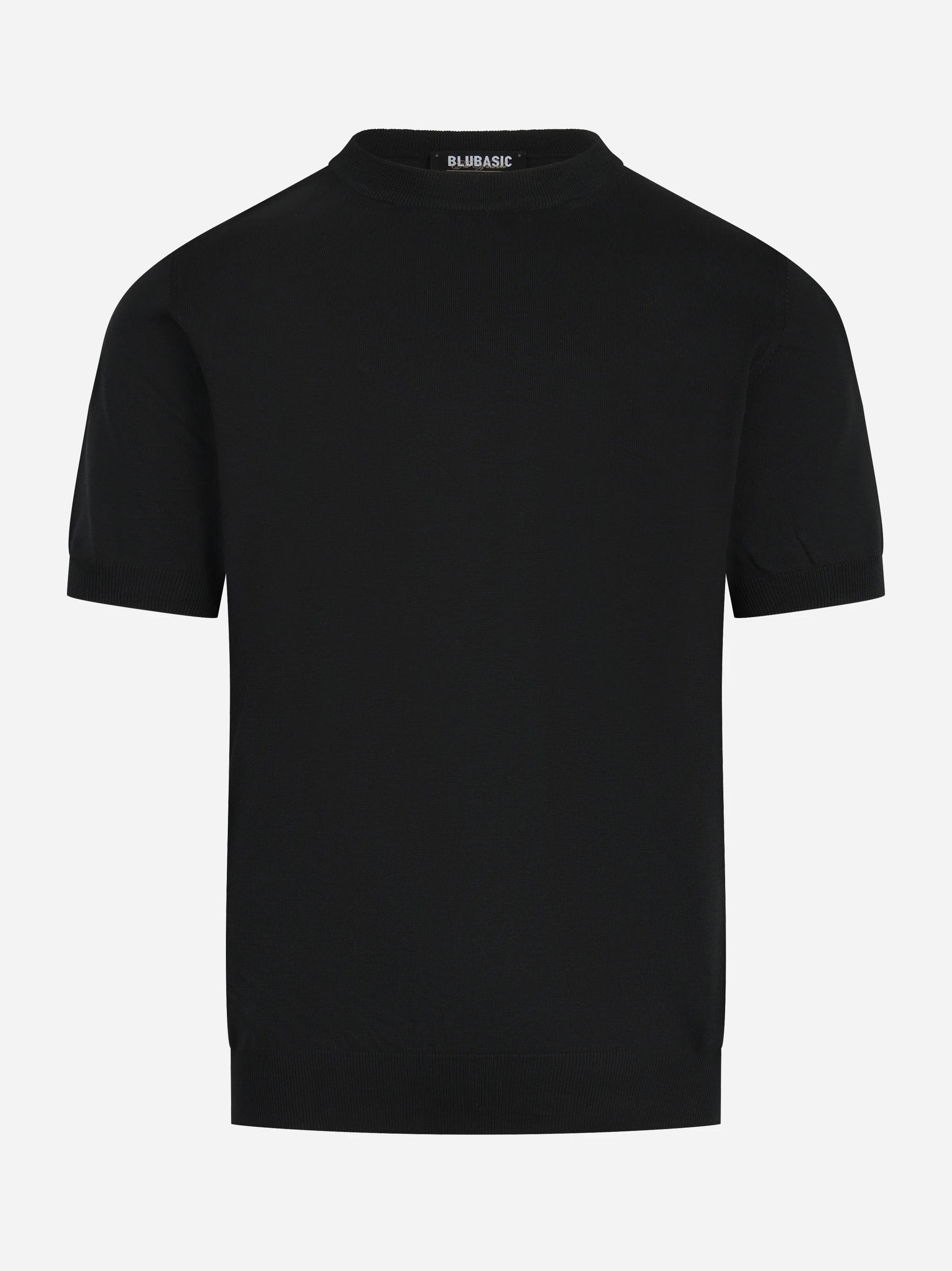 Maglia girocollo manica corta in cotone nero