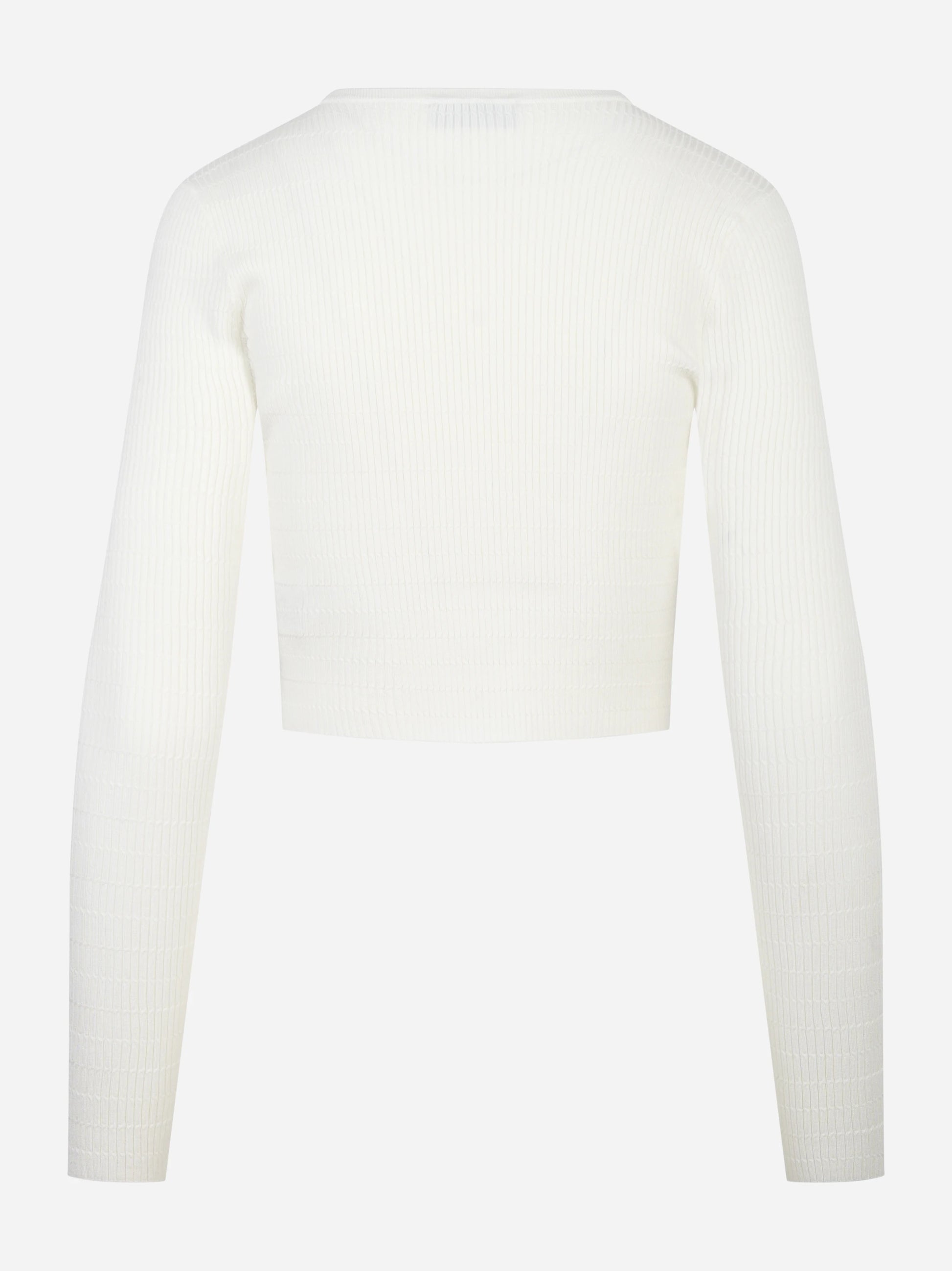 Cardigan in maglia bianco a micro trecce