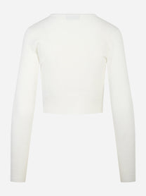 Cardigan in maglia bianco a micro trecce