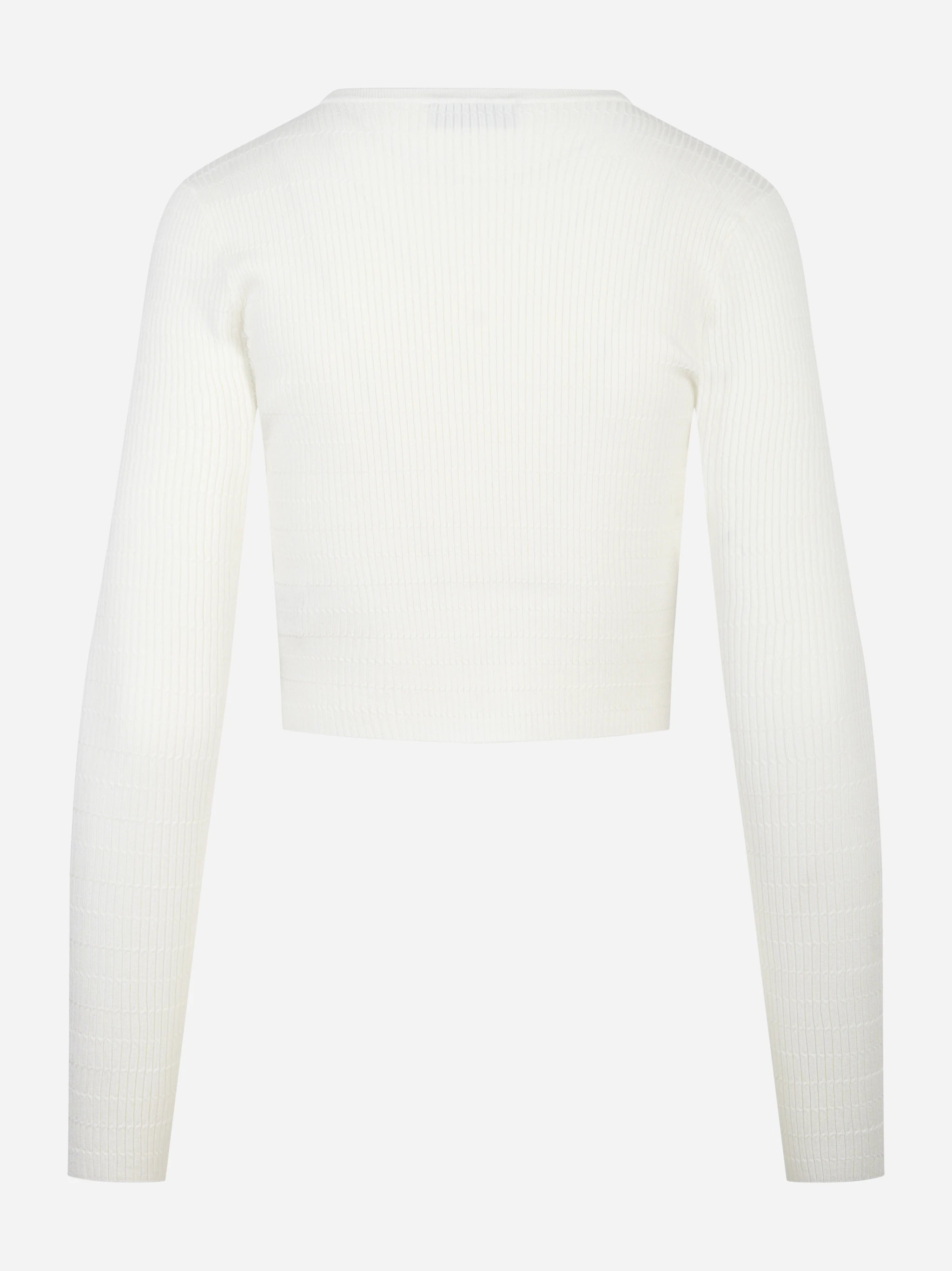 Cardigan in maglia bianco a micro trecce