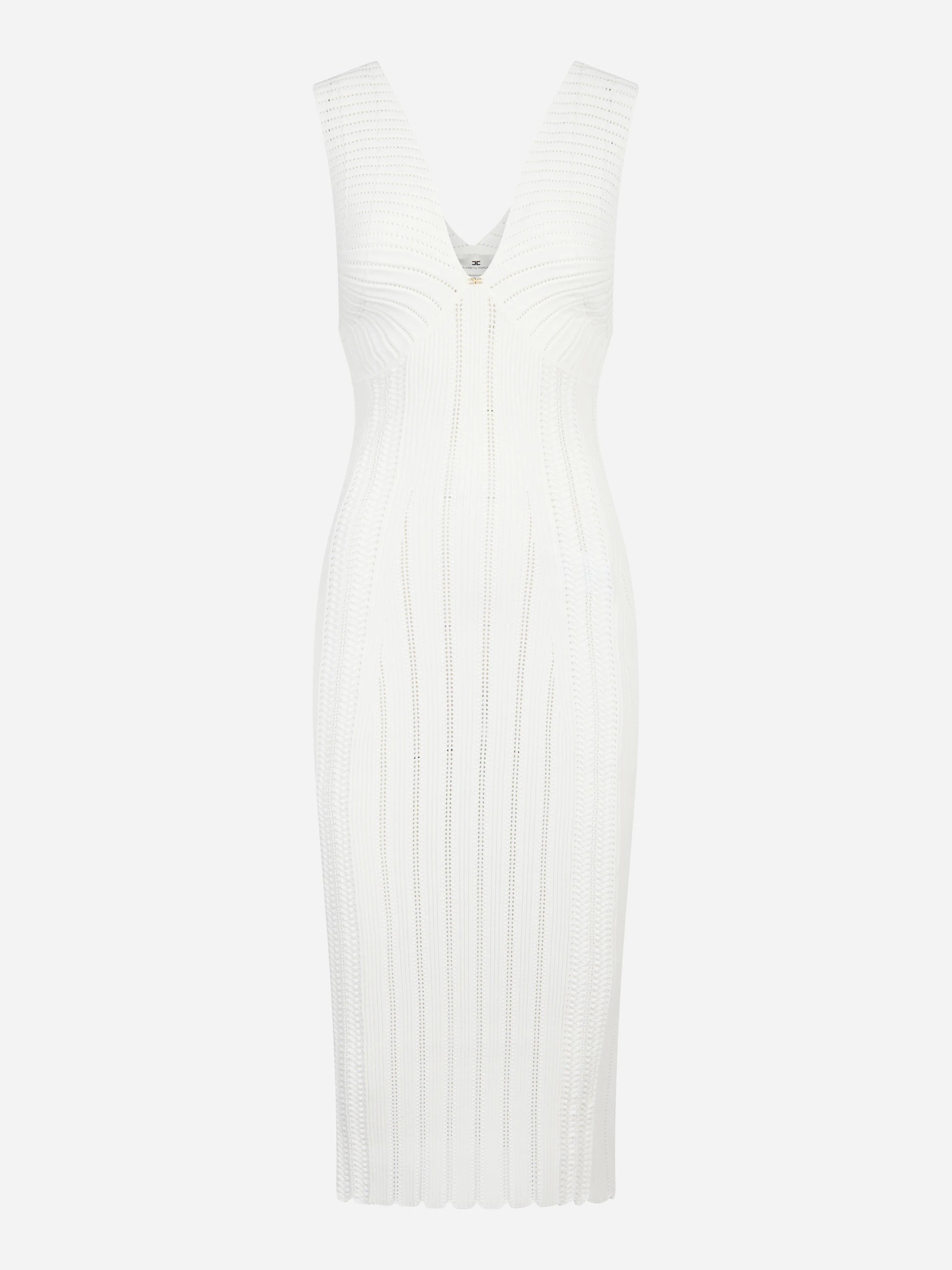 Abito bianco in maglia a jour