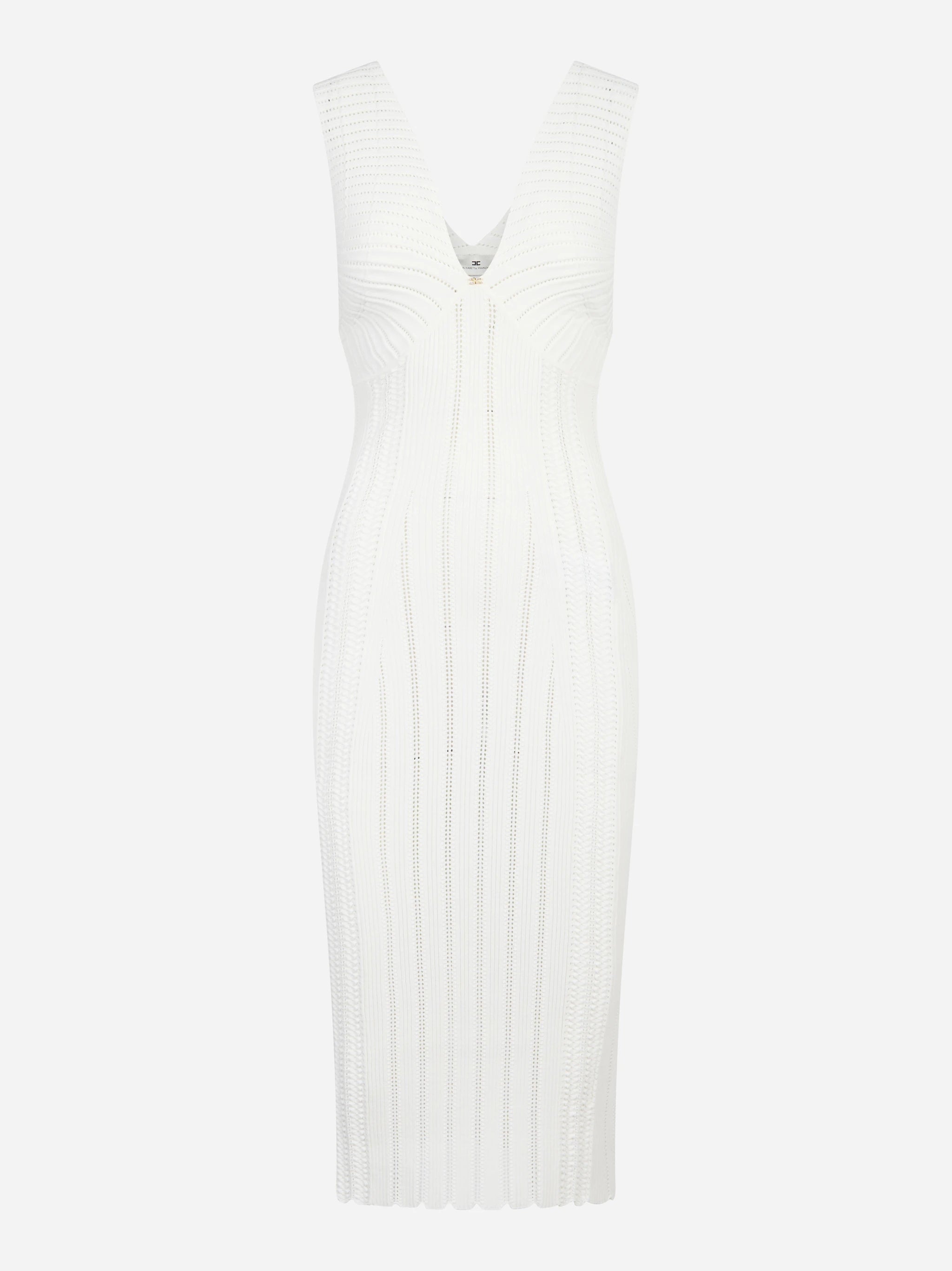 Abito bianco in maglia a jour