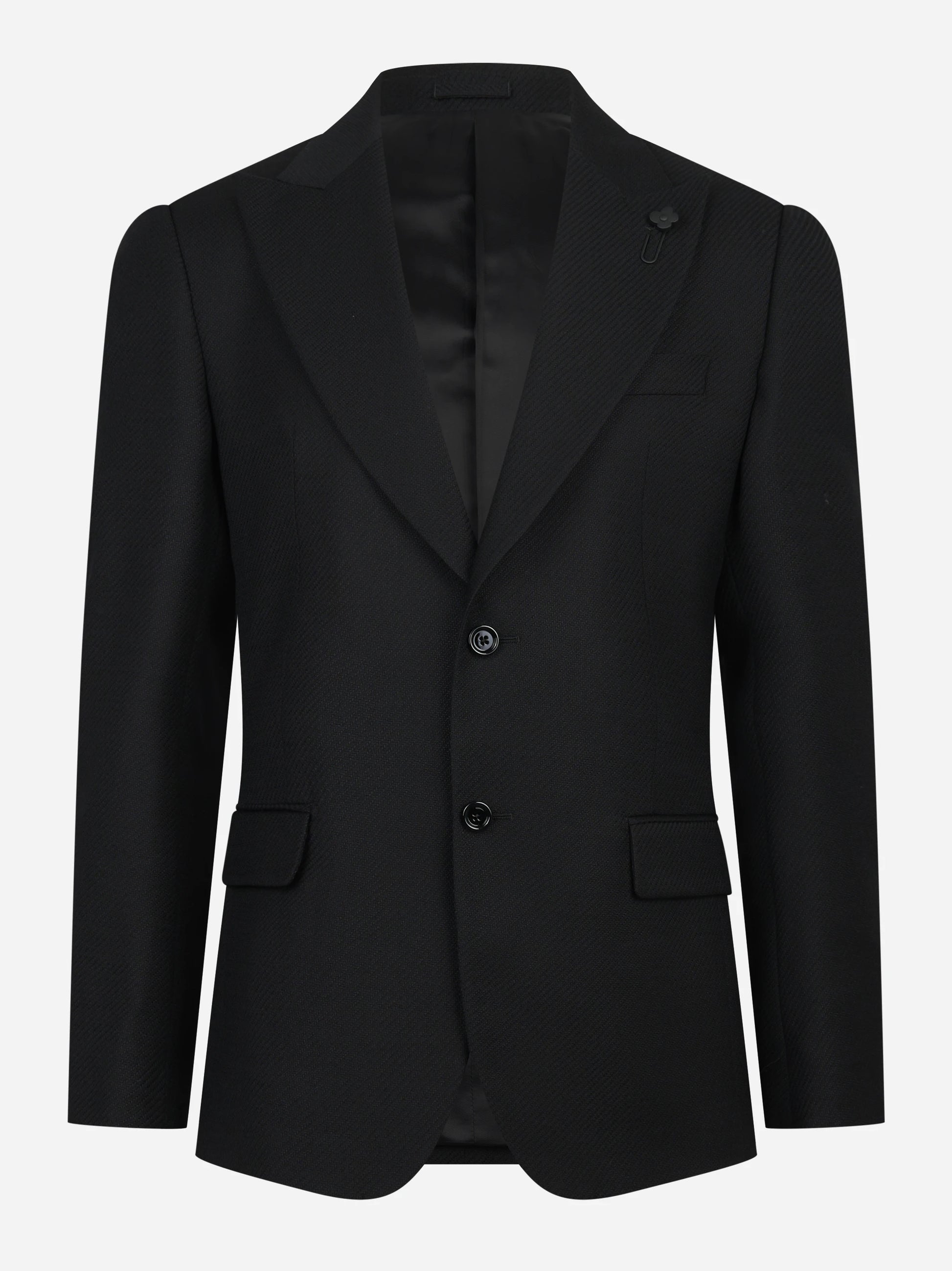 Blazer con rever a lancia nero in pura lana vergine