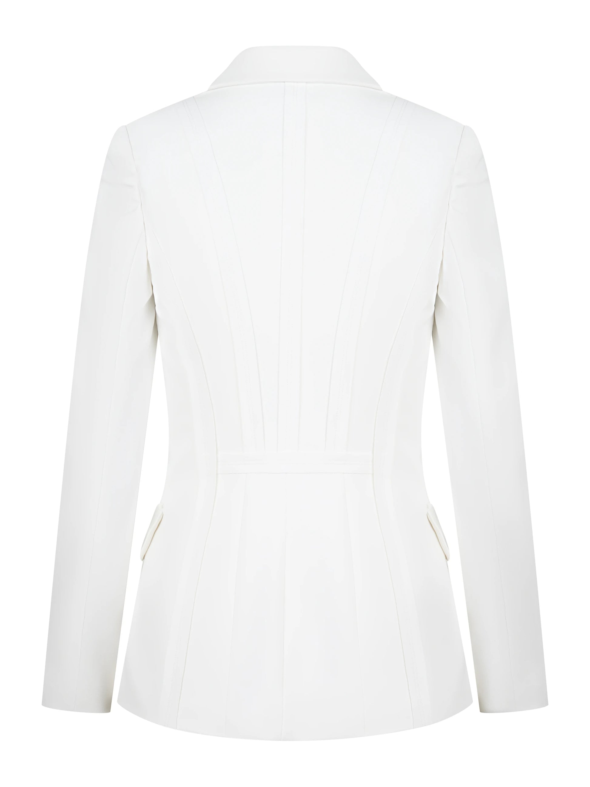 Blazer bianco in doppio crepe stretch con motivi a taglio vivo