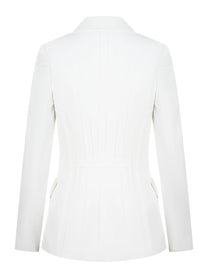 Blazer bianco in doppio crepe stretch con motivi a taglio vivo