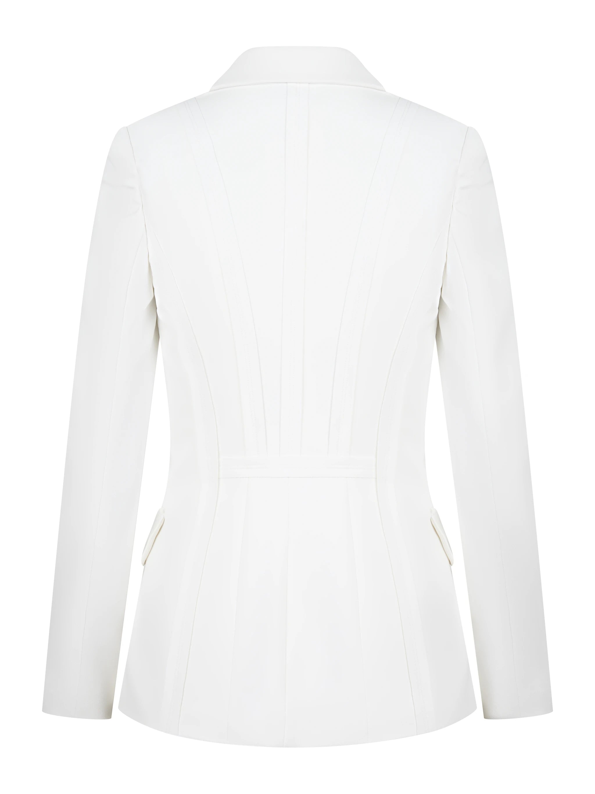 Blazer bianco in doppio crepe stretch con motivi a taglio vivo