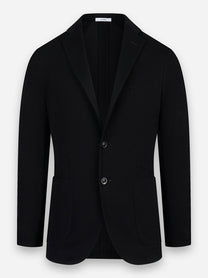 Blazer in jersey con rever a specchio e tasche a toppa Nero