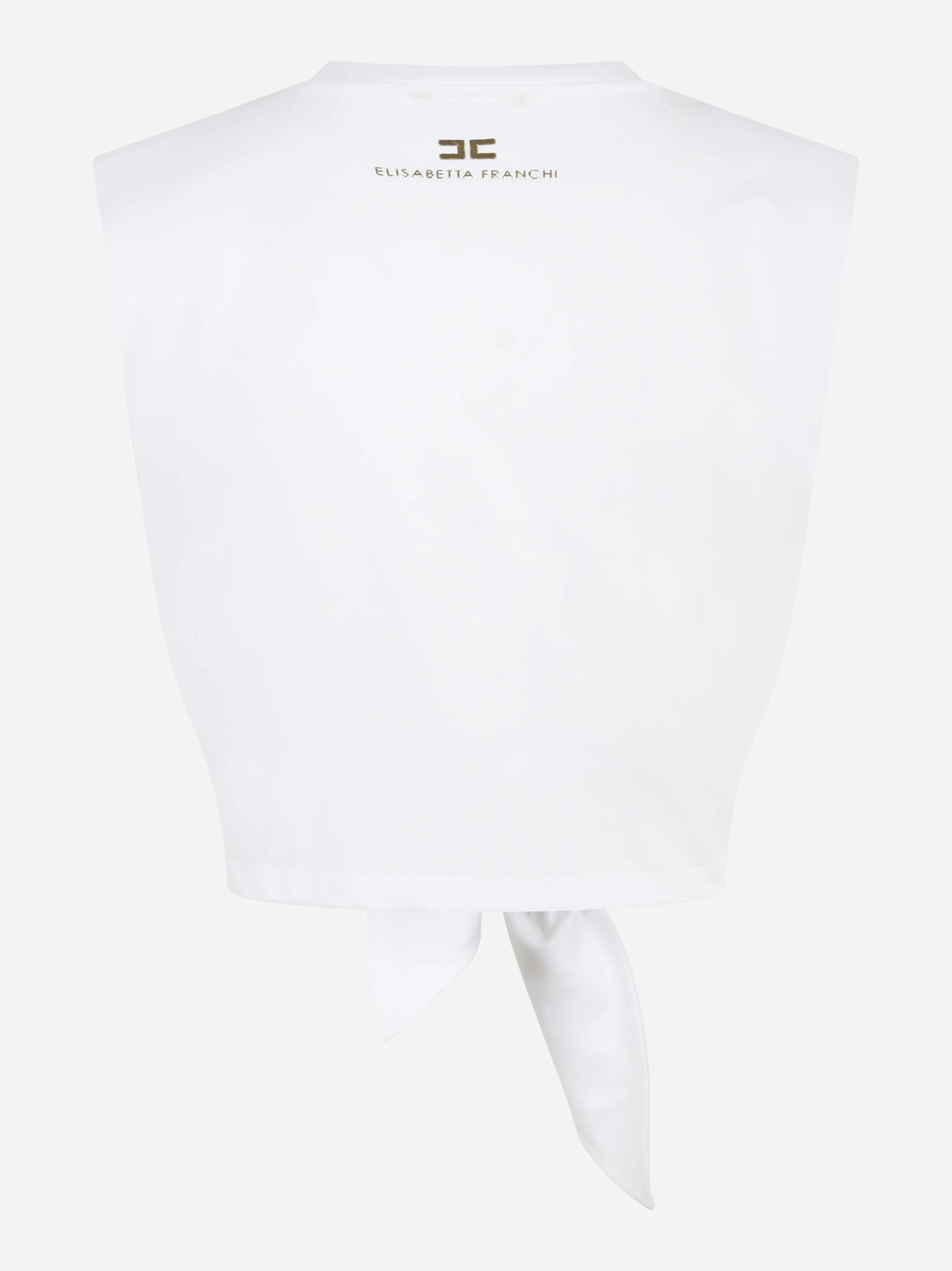 T-shirt bianca in jersey con nodo