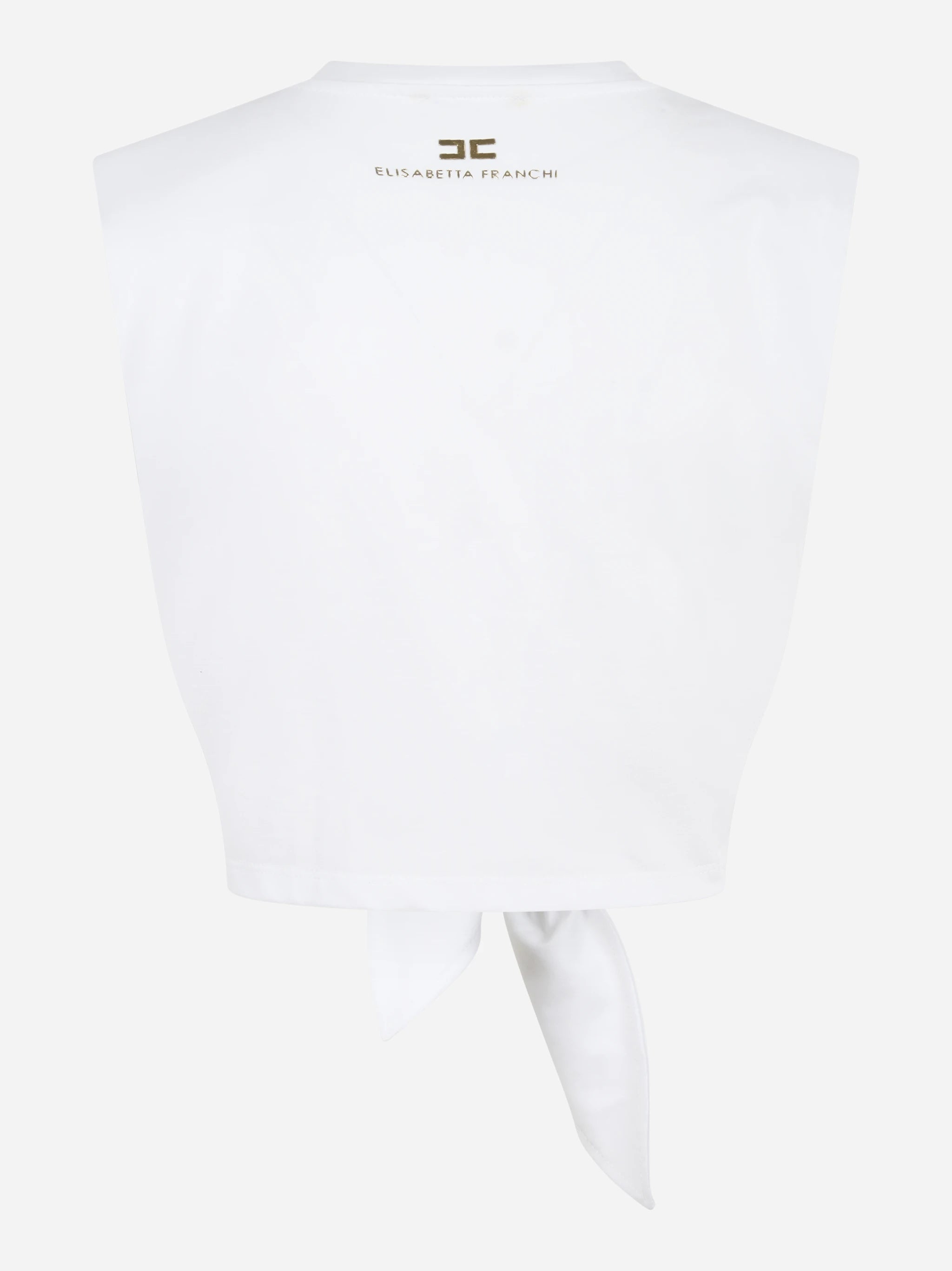 T-shirt bianca in jersey con nodo
