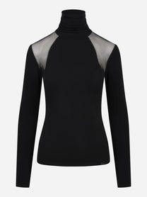 Maglia in jersey crepe e tulle nera