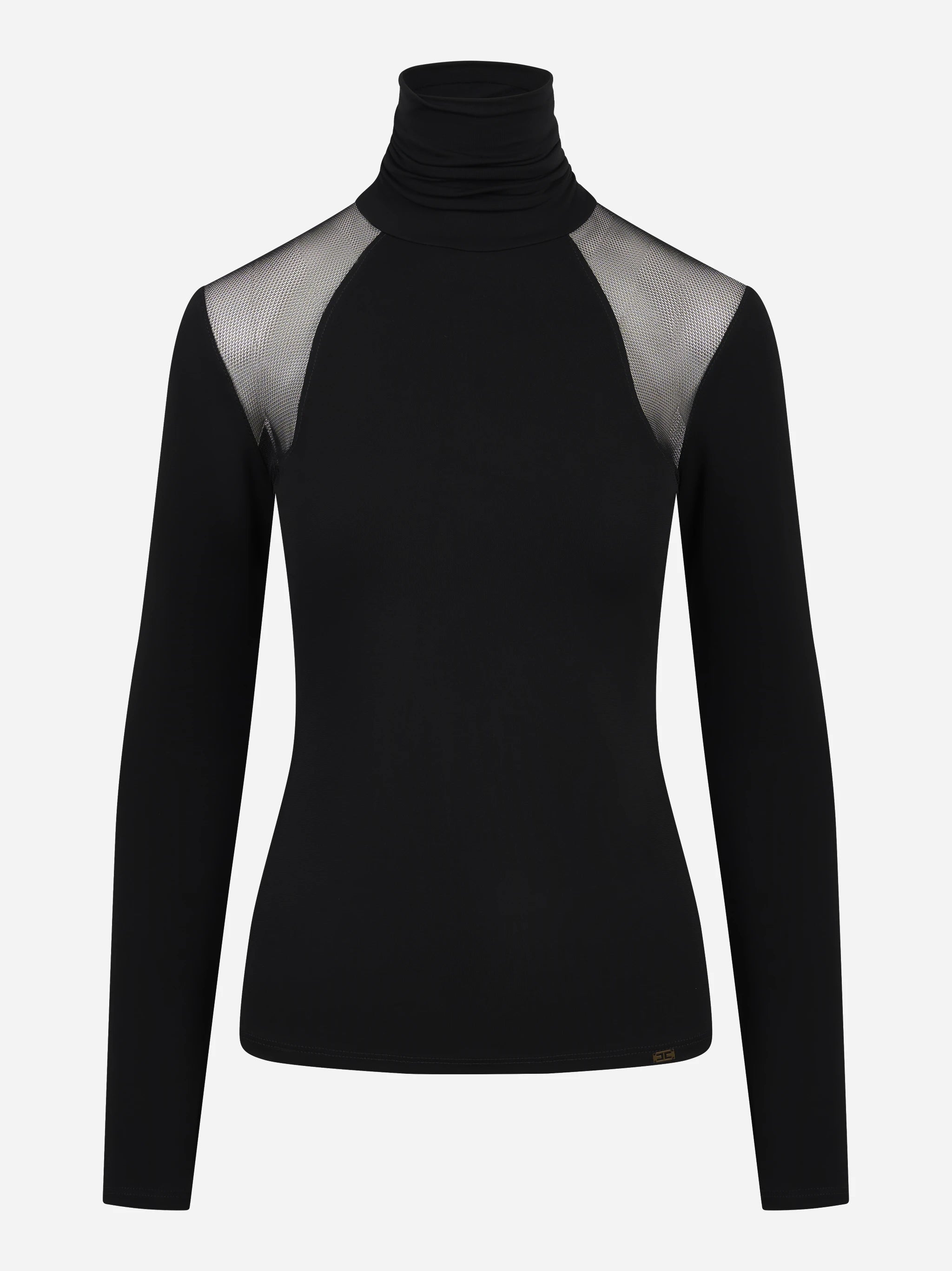 Maglia in jersey crepe e tulle nera