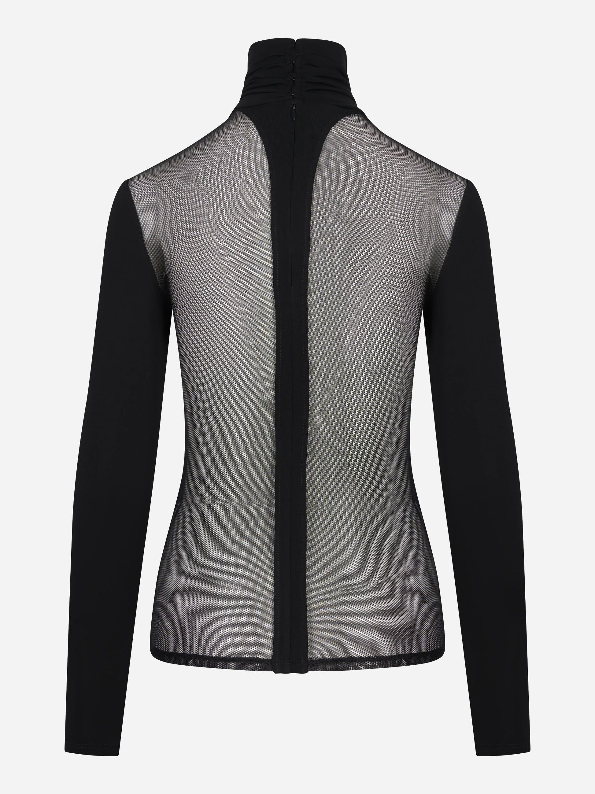 Maglia in jersey crepe e tulle nera