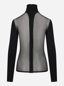 Maglia in jersey crepe e tulle nera