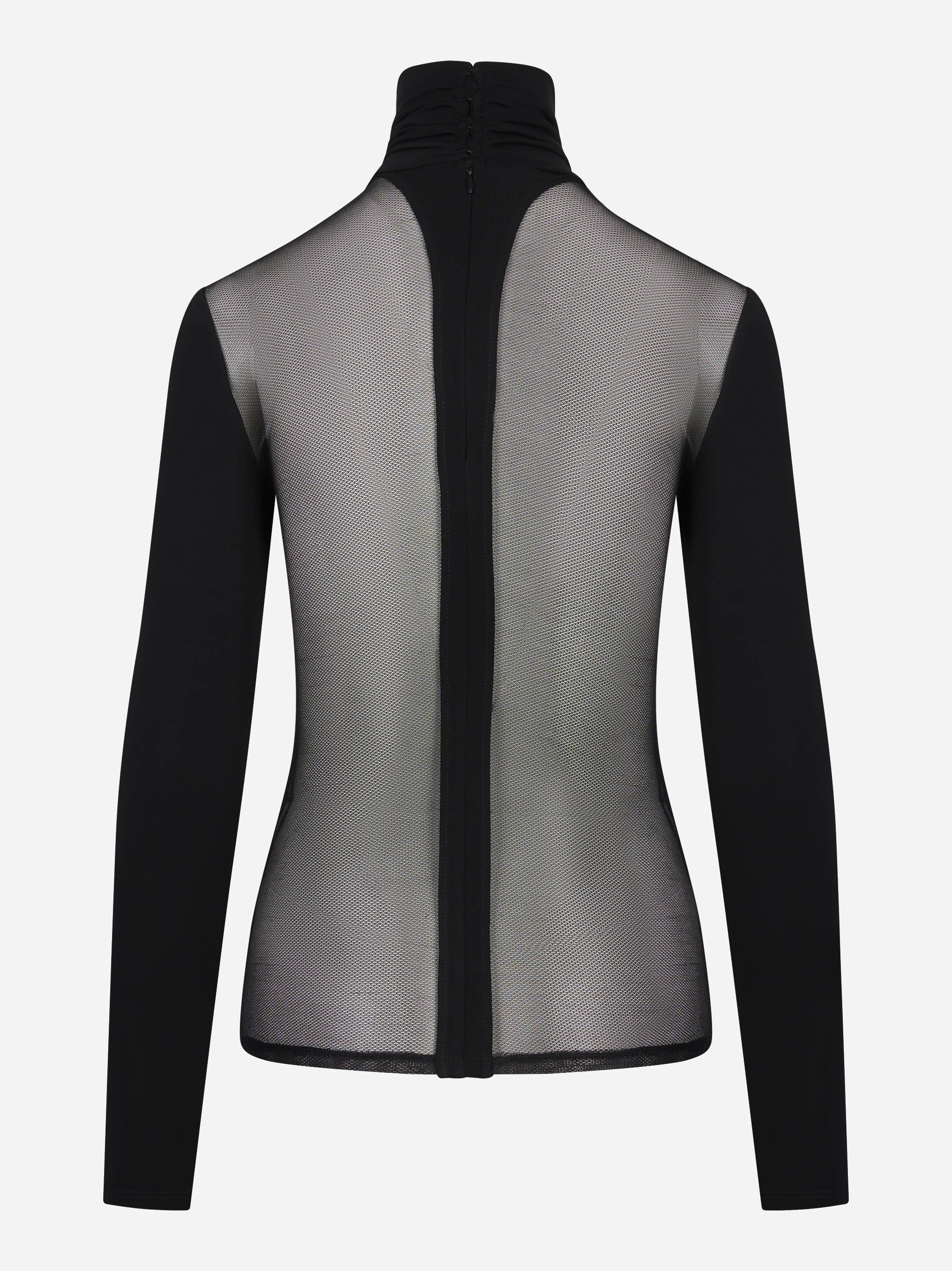 Maglia in jersey crepe e tulle nera