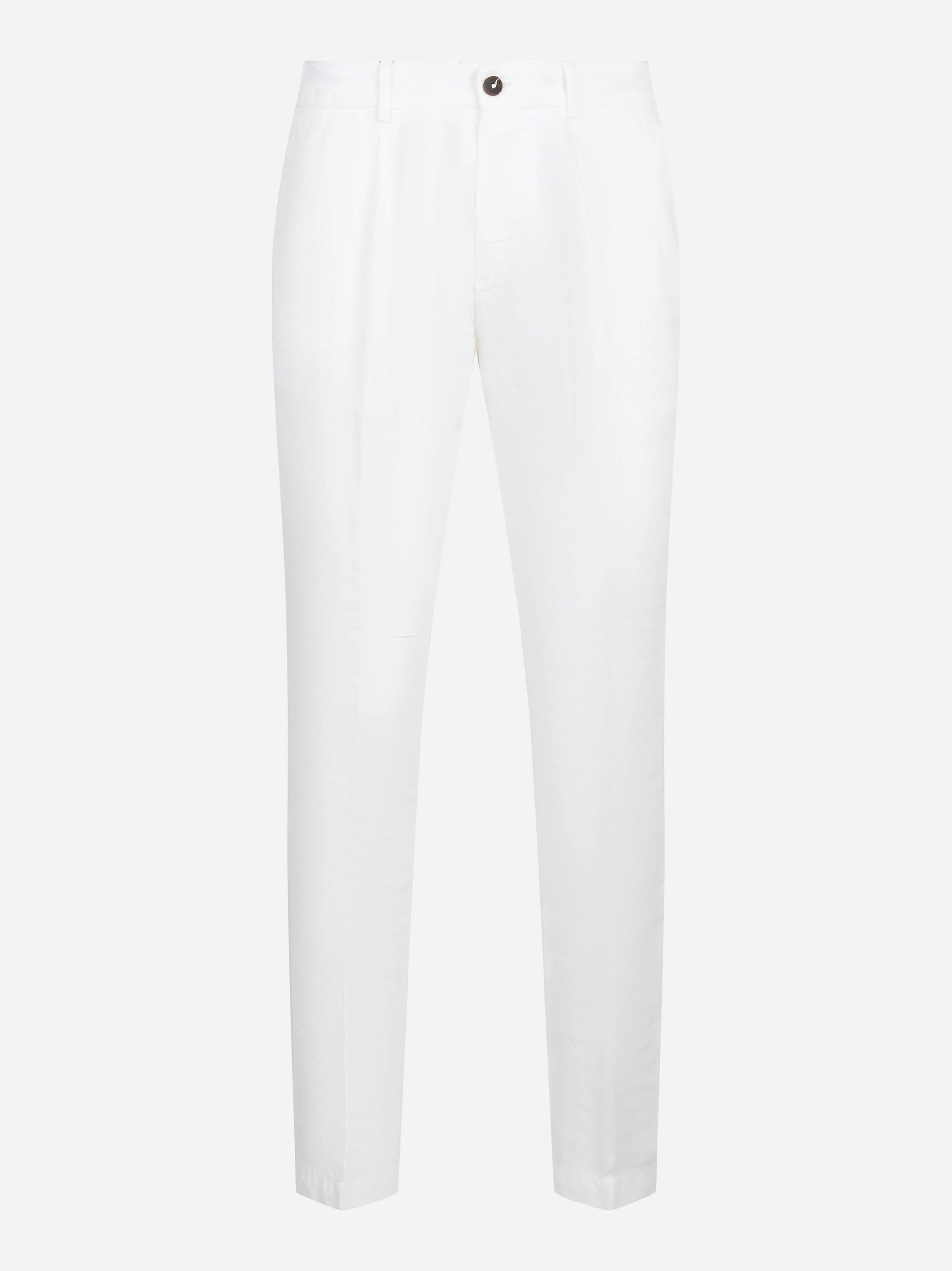 Pantalone con elastico in vita in puro lino bianco