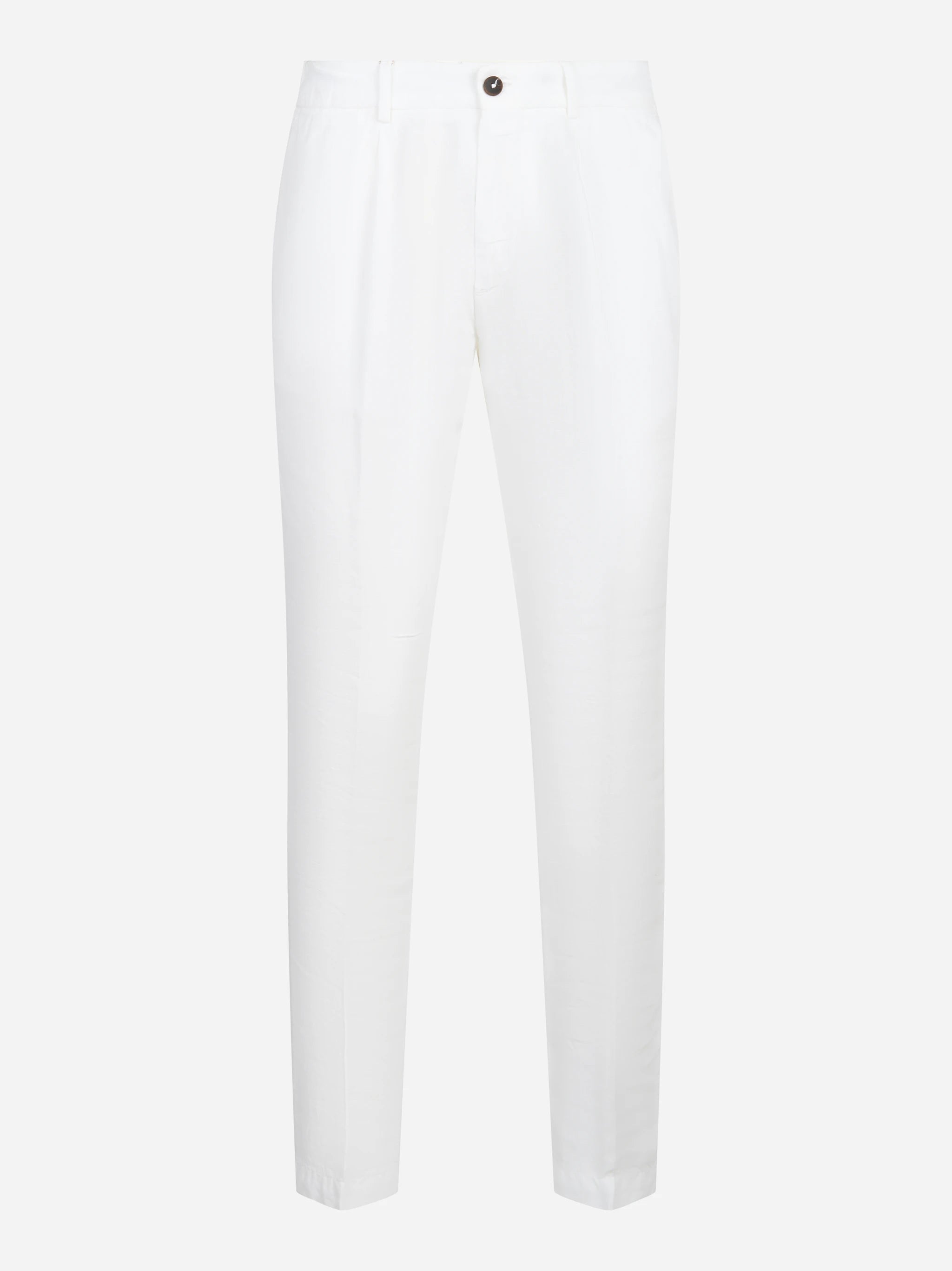 Pantalone con elastico in vita in puro lino bianco