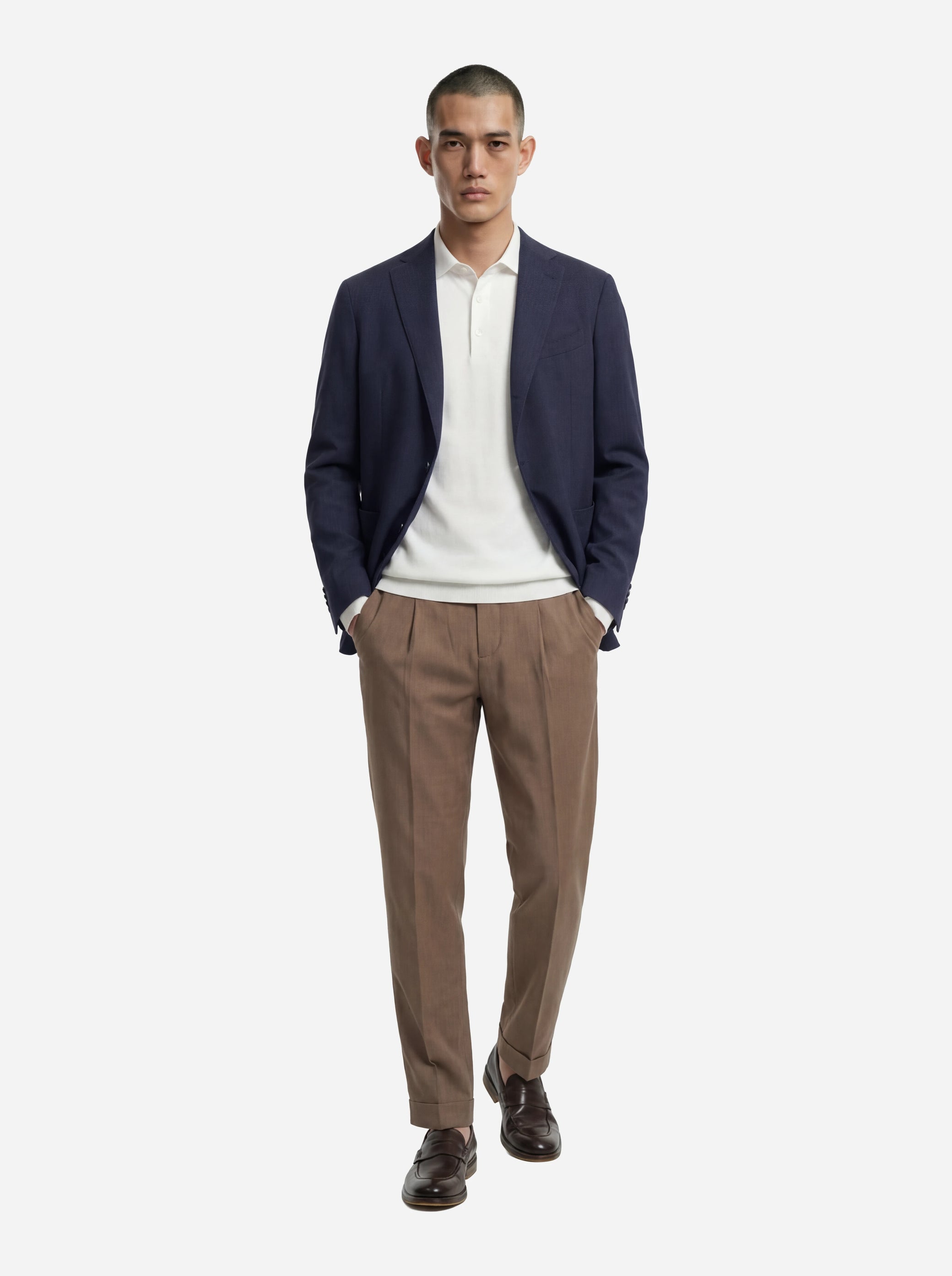 Blazer monopetto in lana e seta